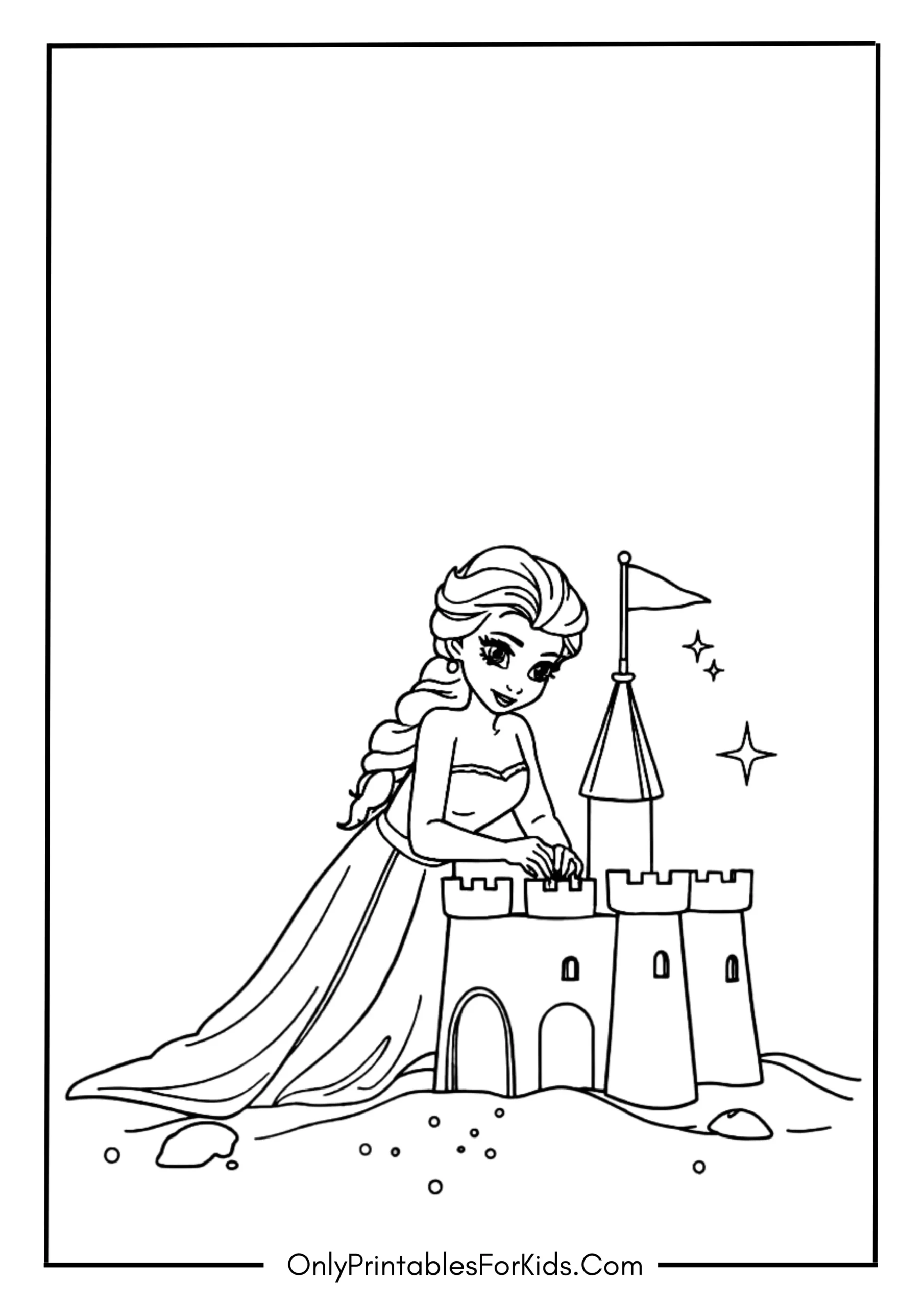 Elsa Making a Sandcastle