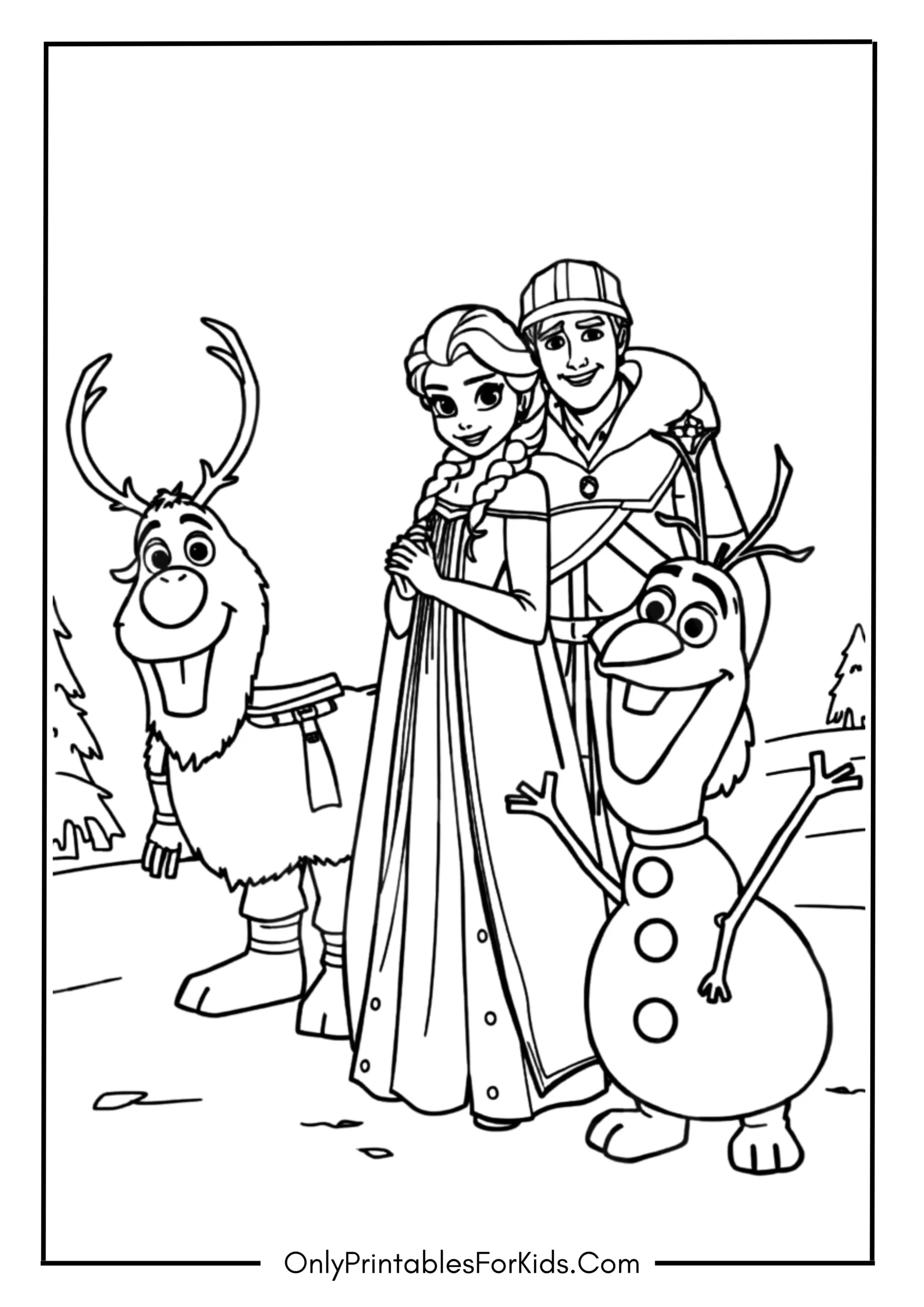 Elsa With Sven and Kristoff Preparing for a Winter Journey