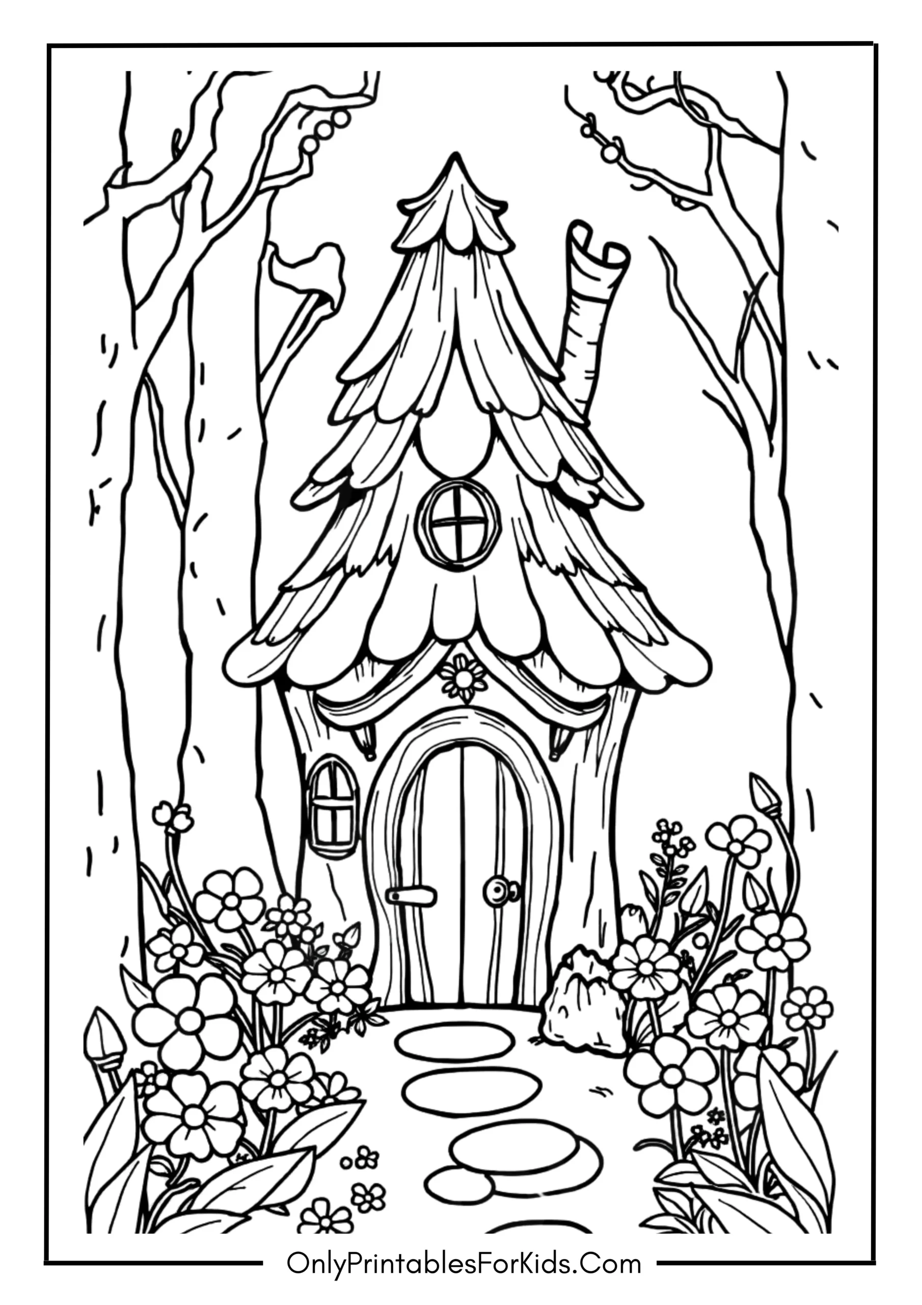 Fairy House Coloring Page scaled
