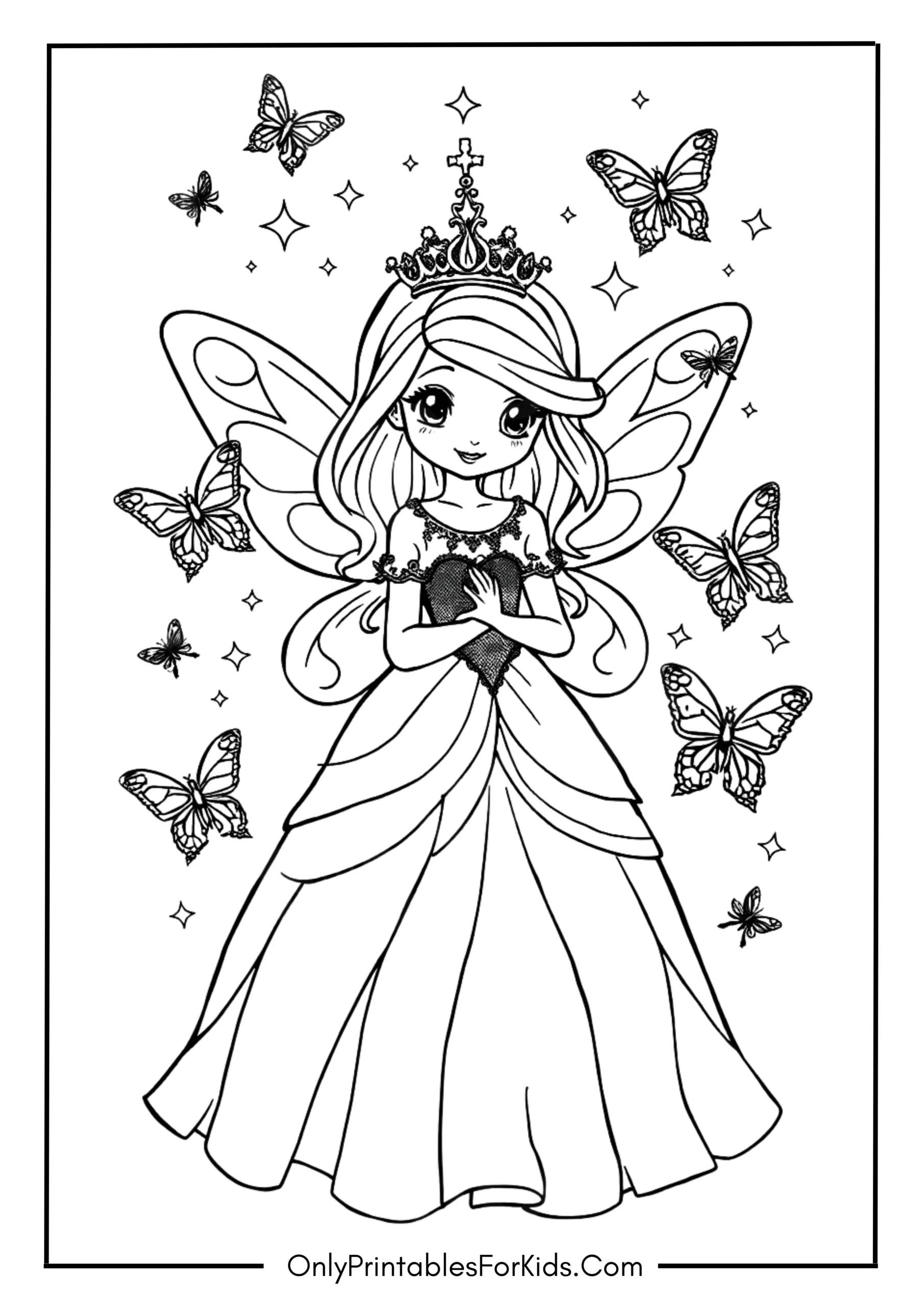 Fairy Princess Coloring Page scaled