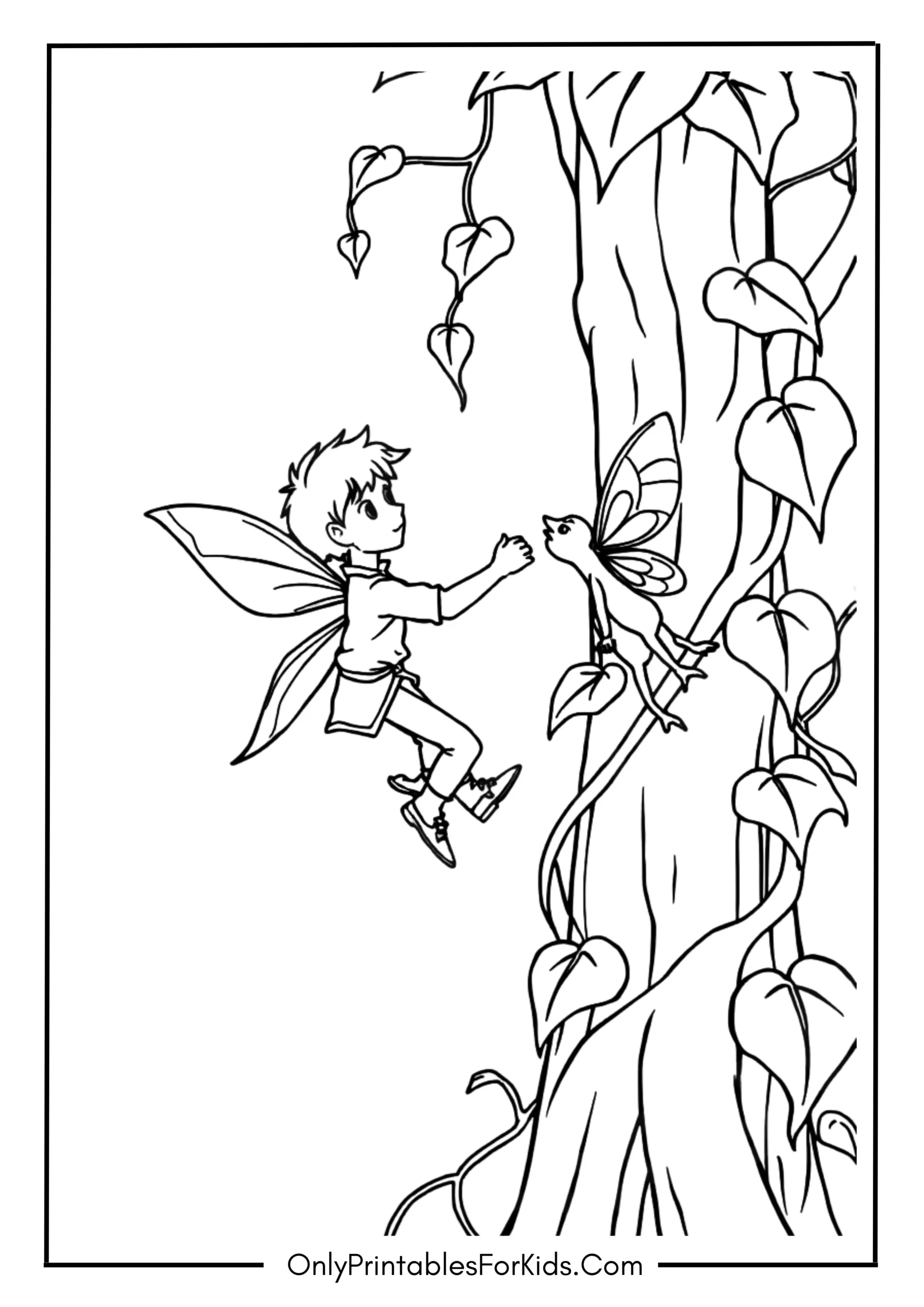 Fairy Tale Jack And The Beanstalk Coloring Page scaled