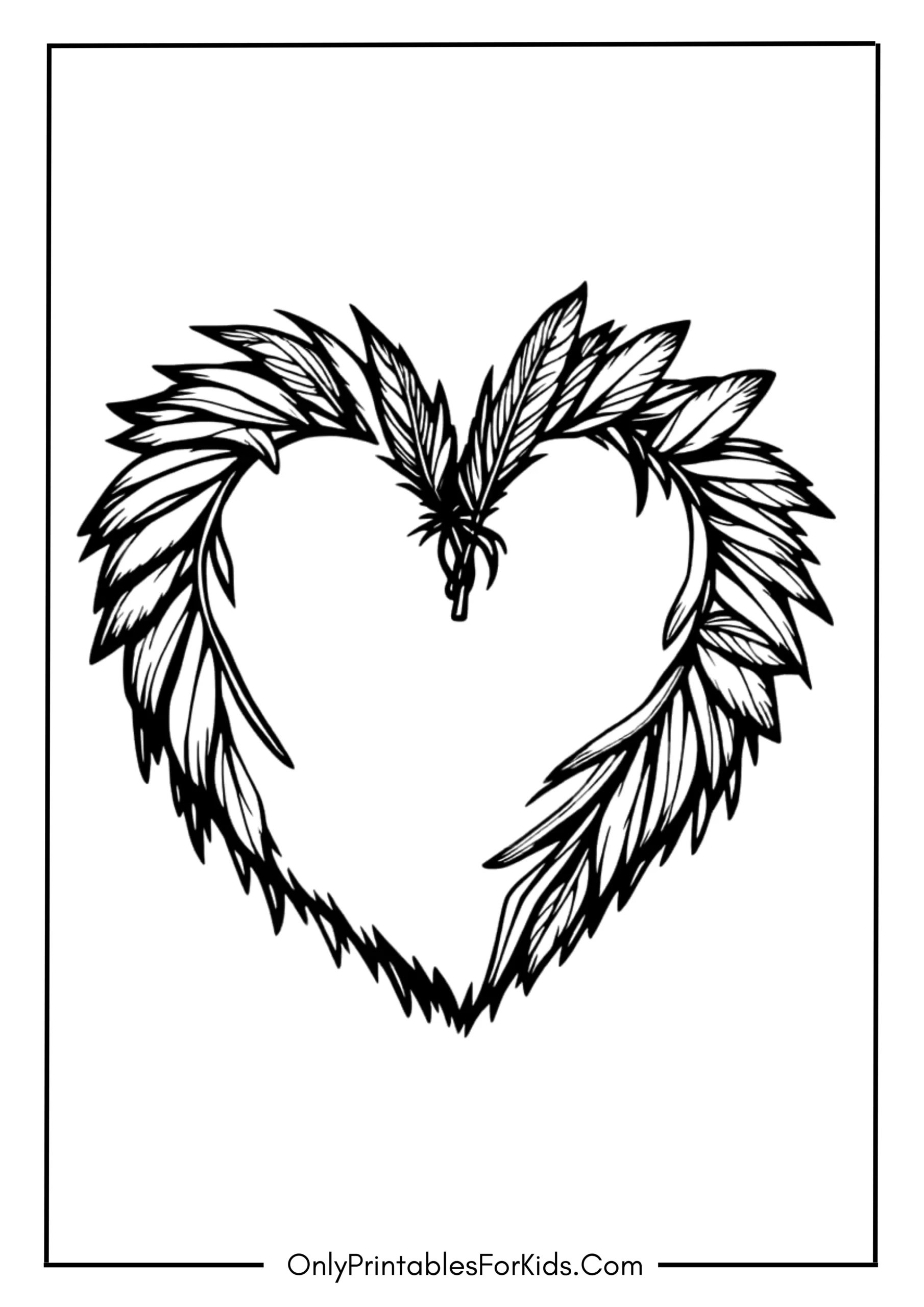 Feather Heart Coloring Page