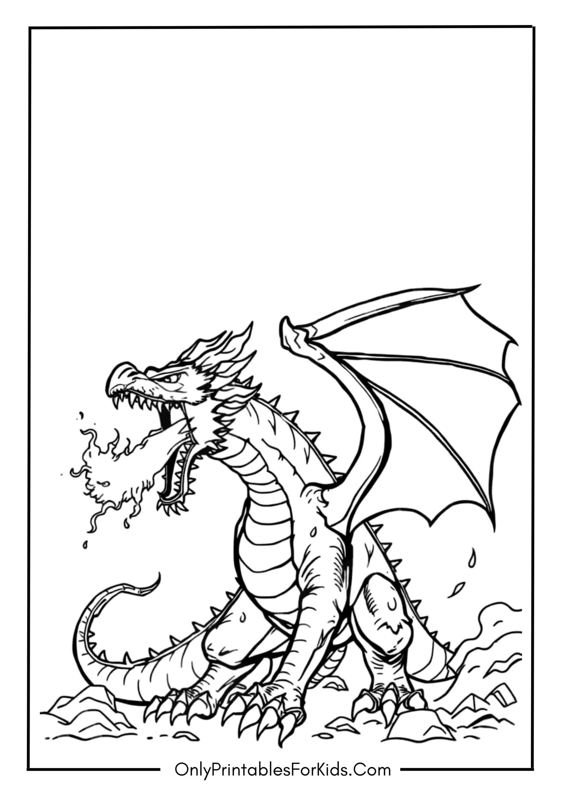 Fire Breathing Dragon Coloring Page