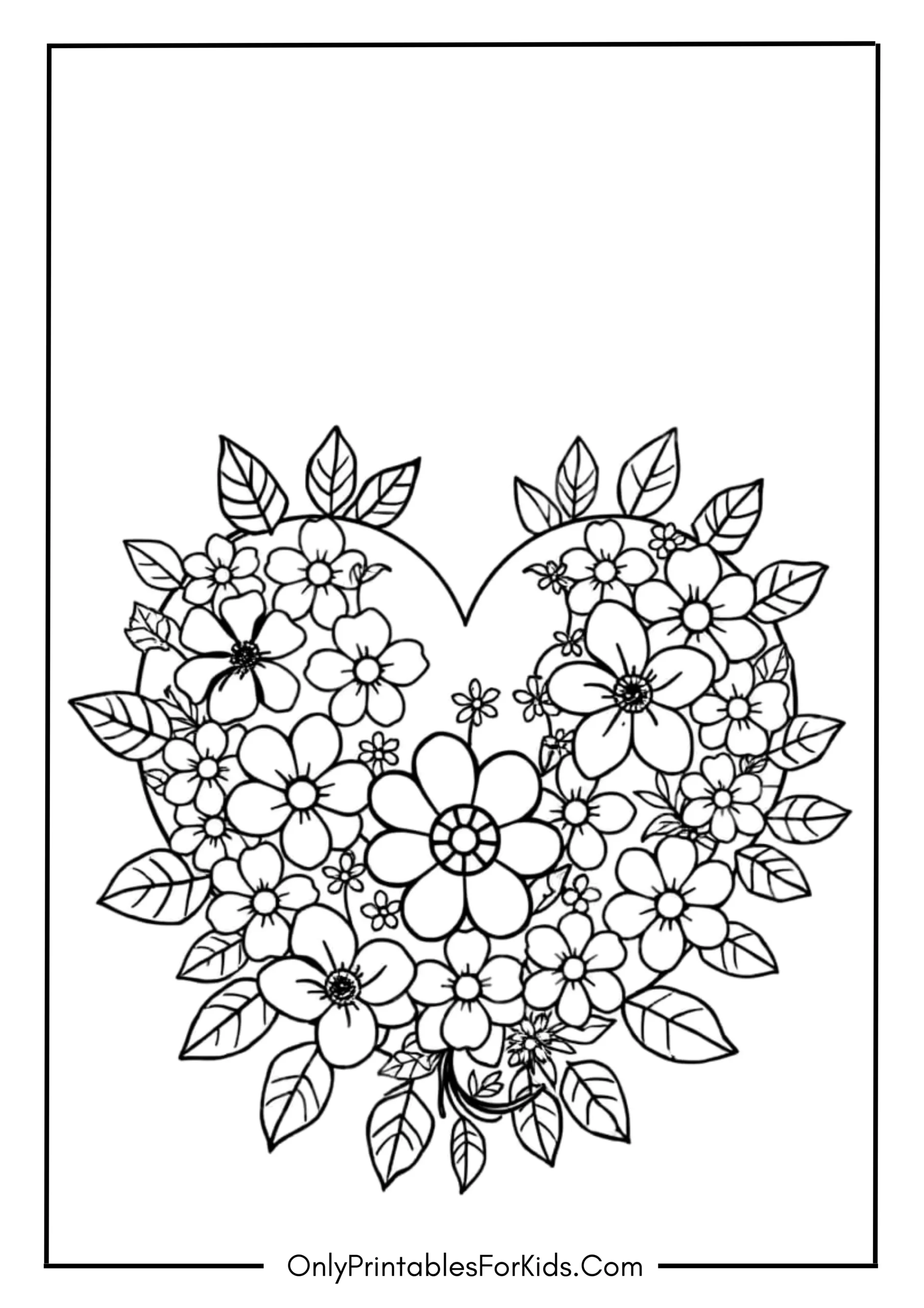 Floral Heart Coloring Page scaled