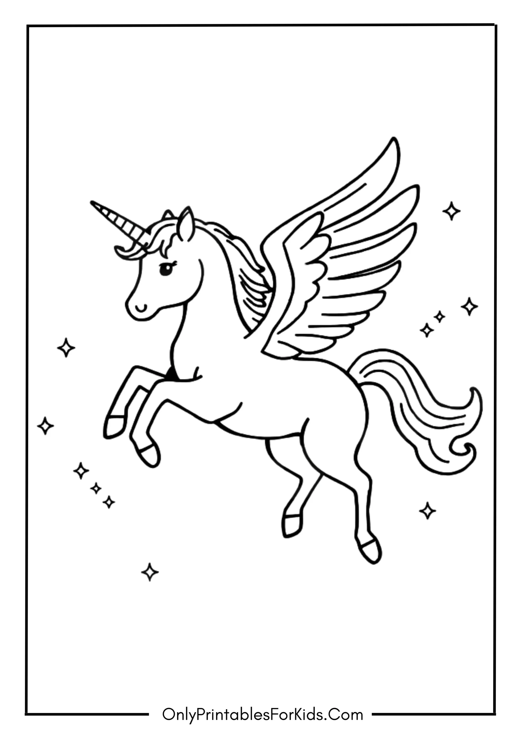 Flying Unicorn Coloring Page