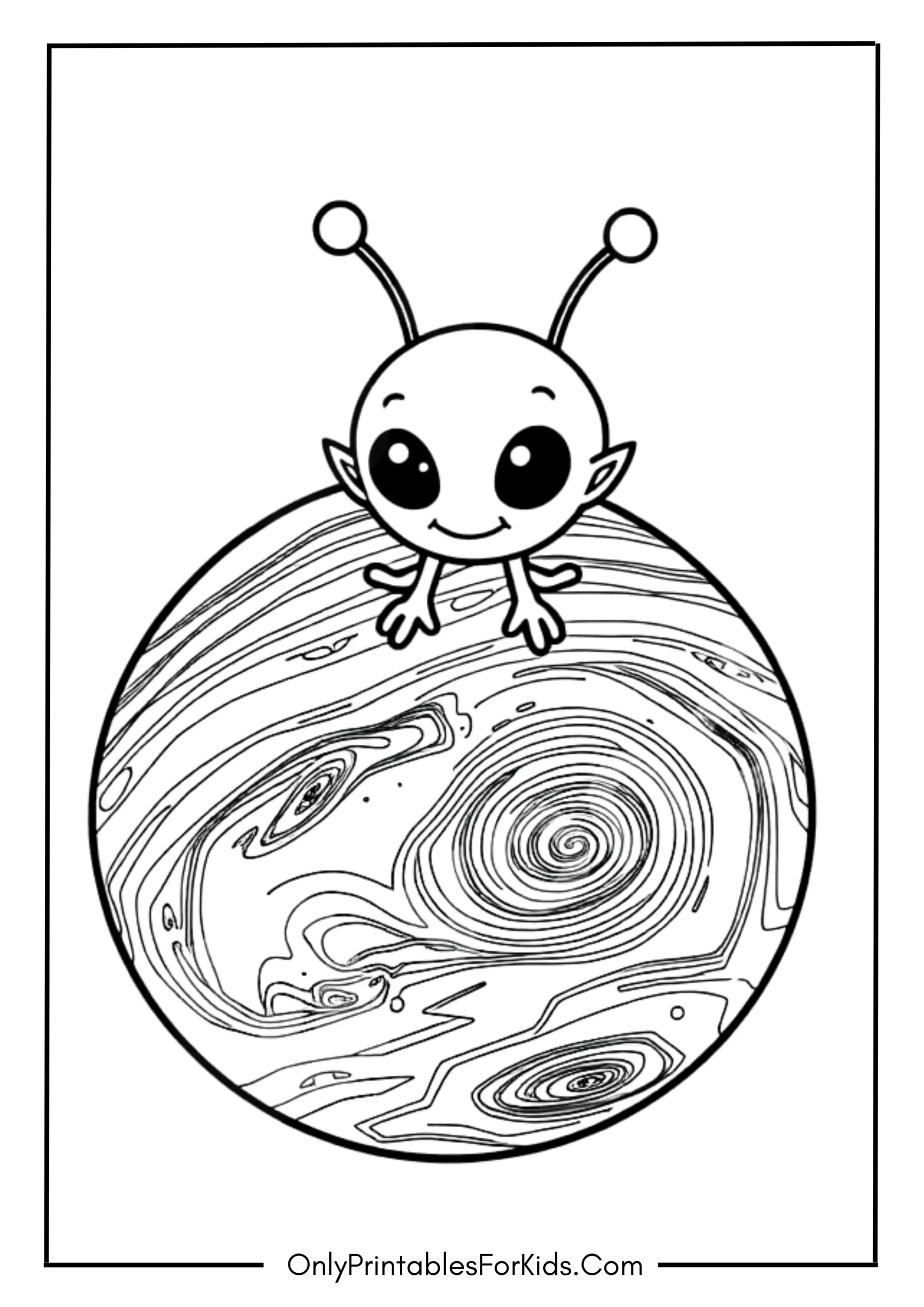 Friendly Alien Floating over Jupiter’s Storms