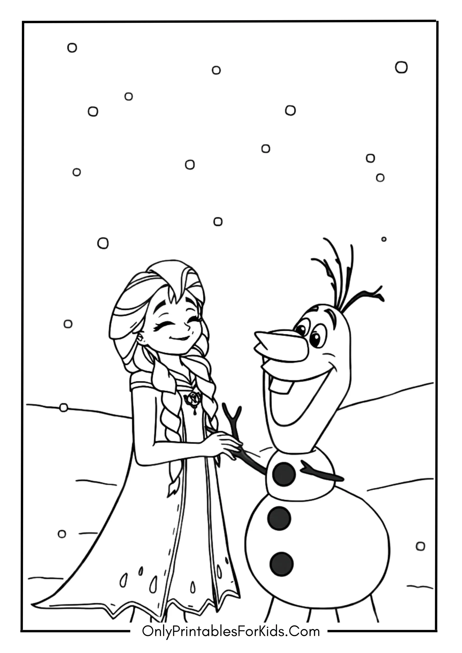 Frozen Elsa Laughing with Olaf in the Snow