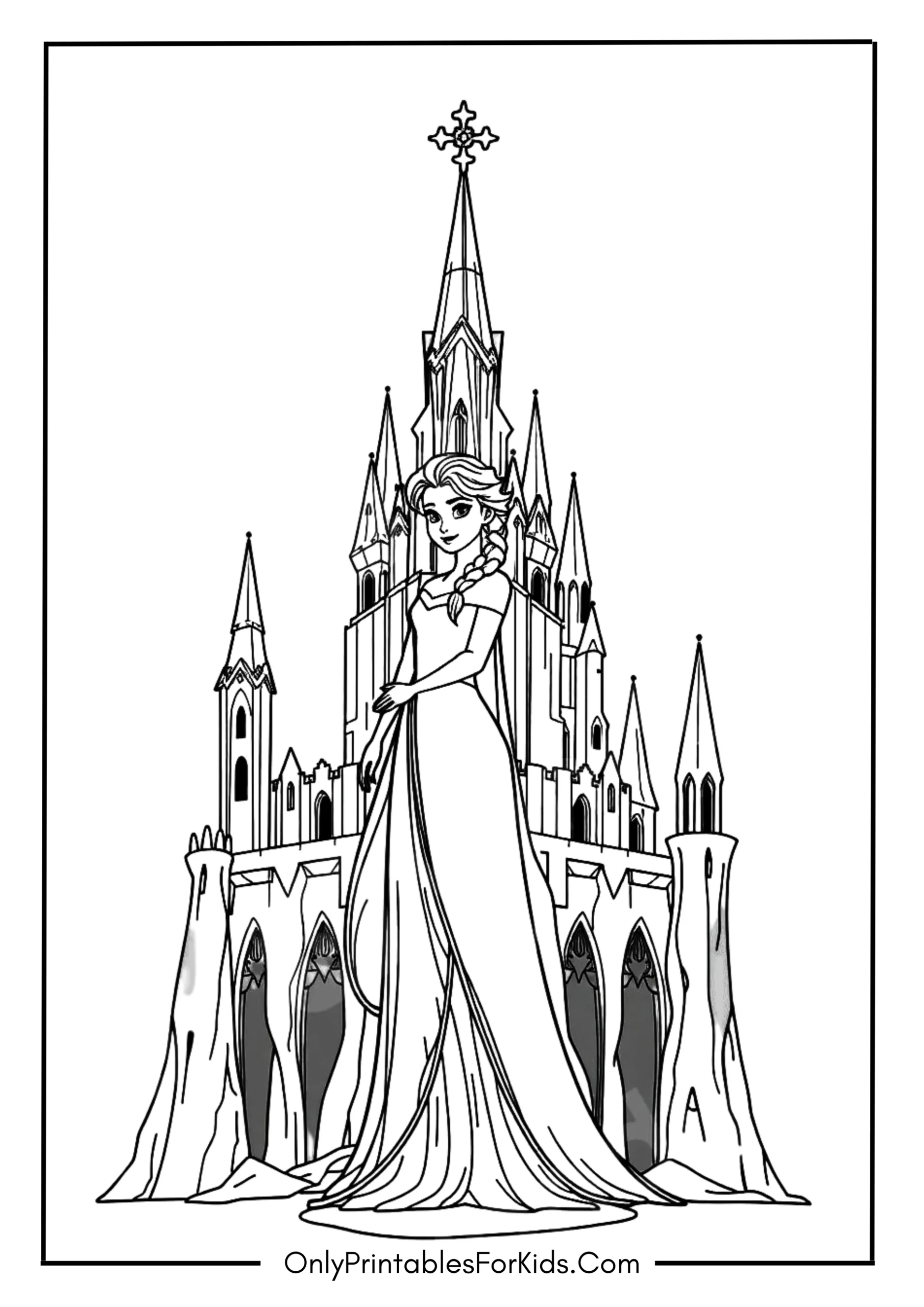 Frozen Elsa Standing Proudly in Her Ice Castle