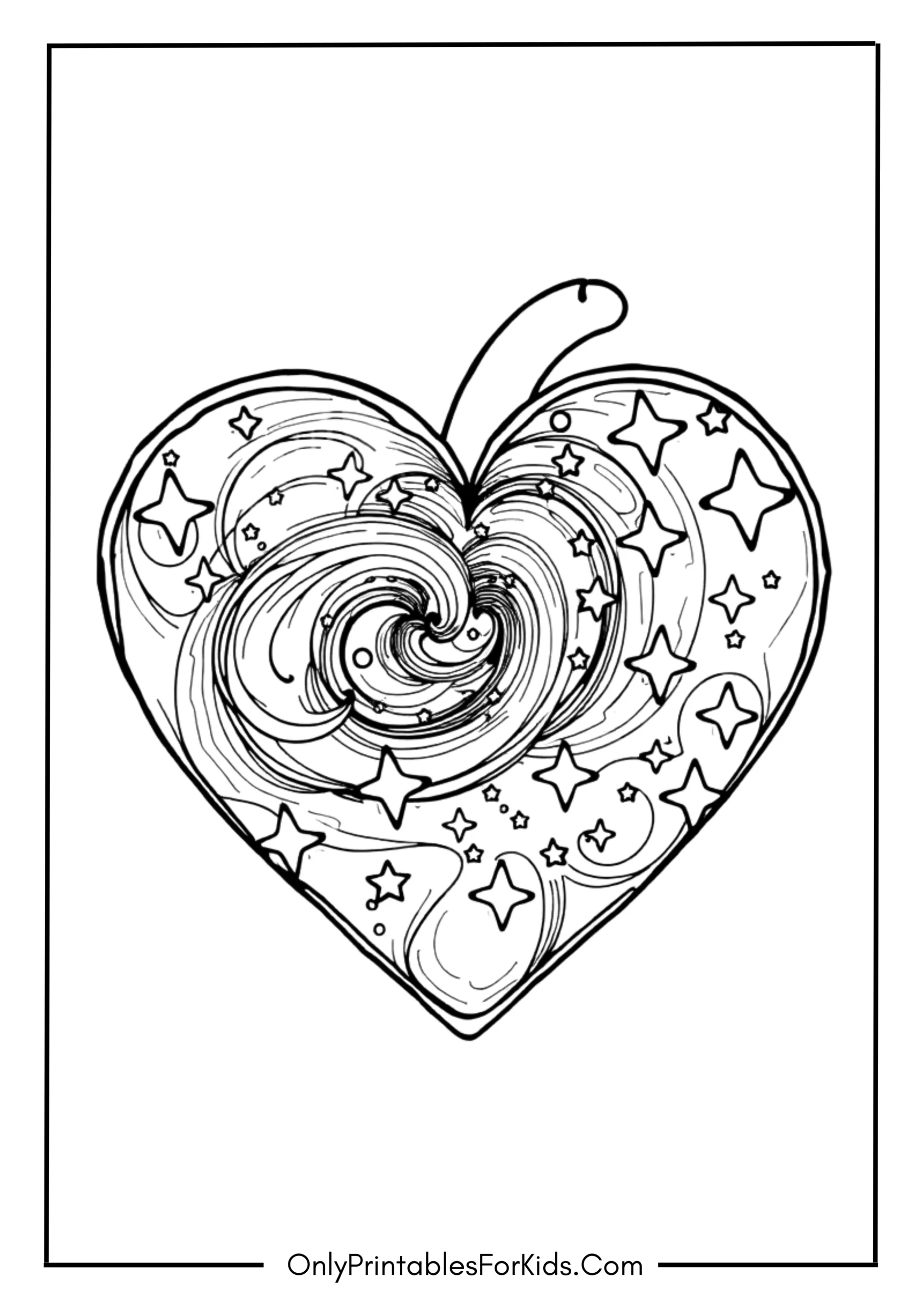 Galaxy Heart Coloring Page