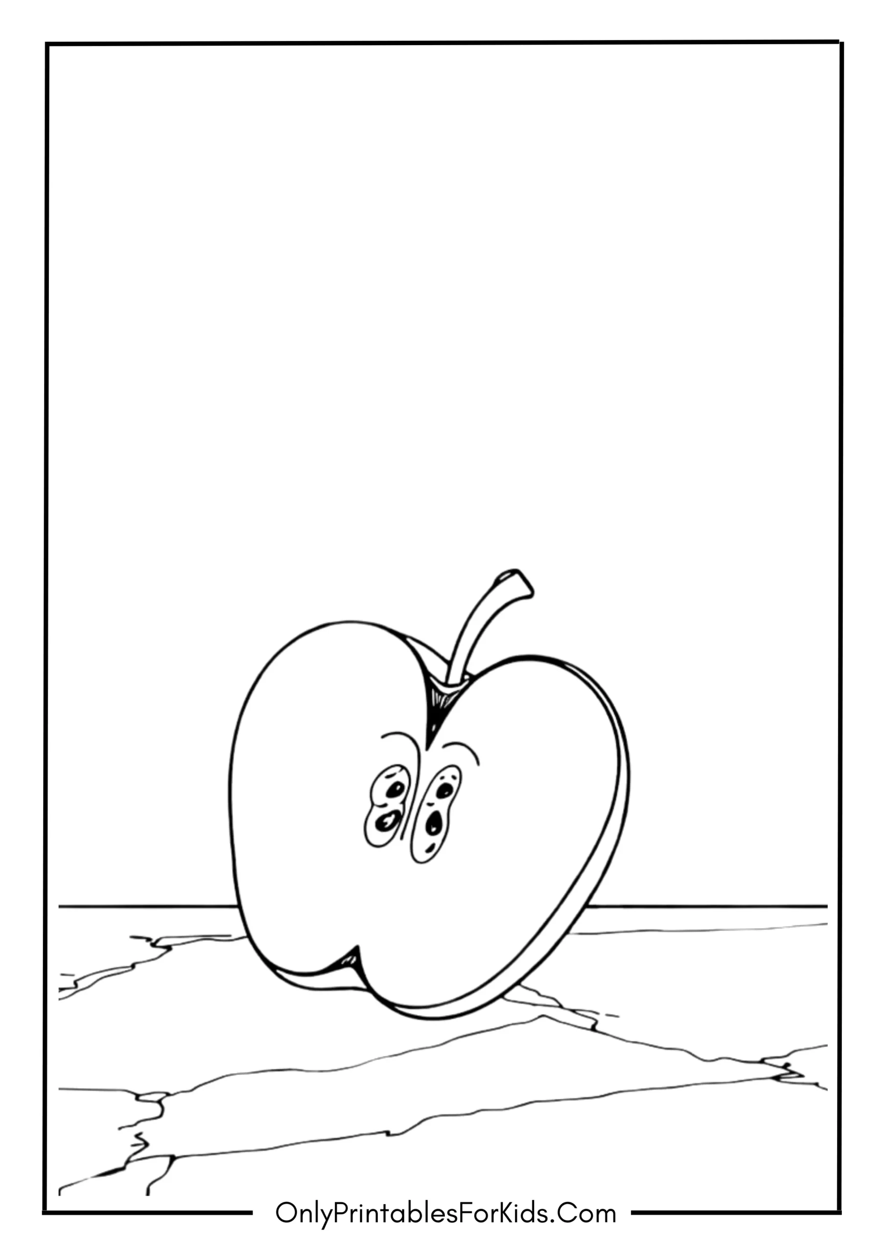 Half-Sliced Apple Resting on a Marble Kitchen Counter