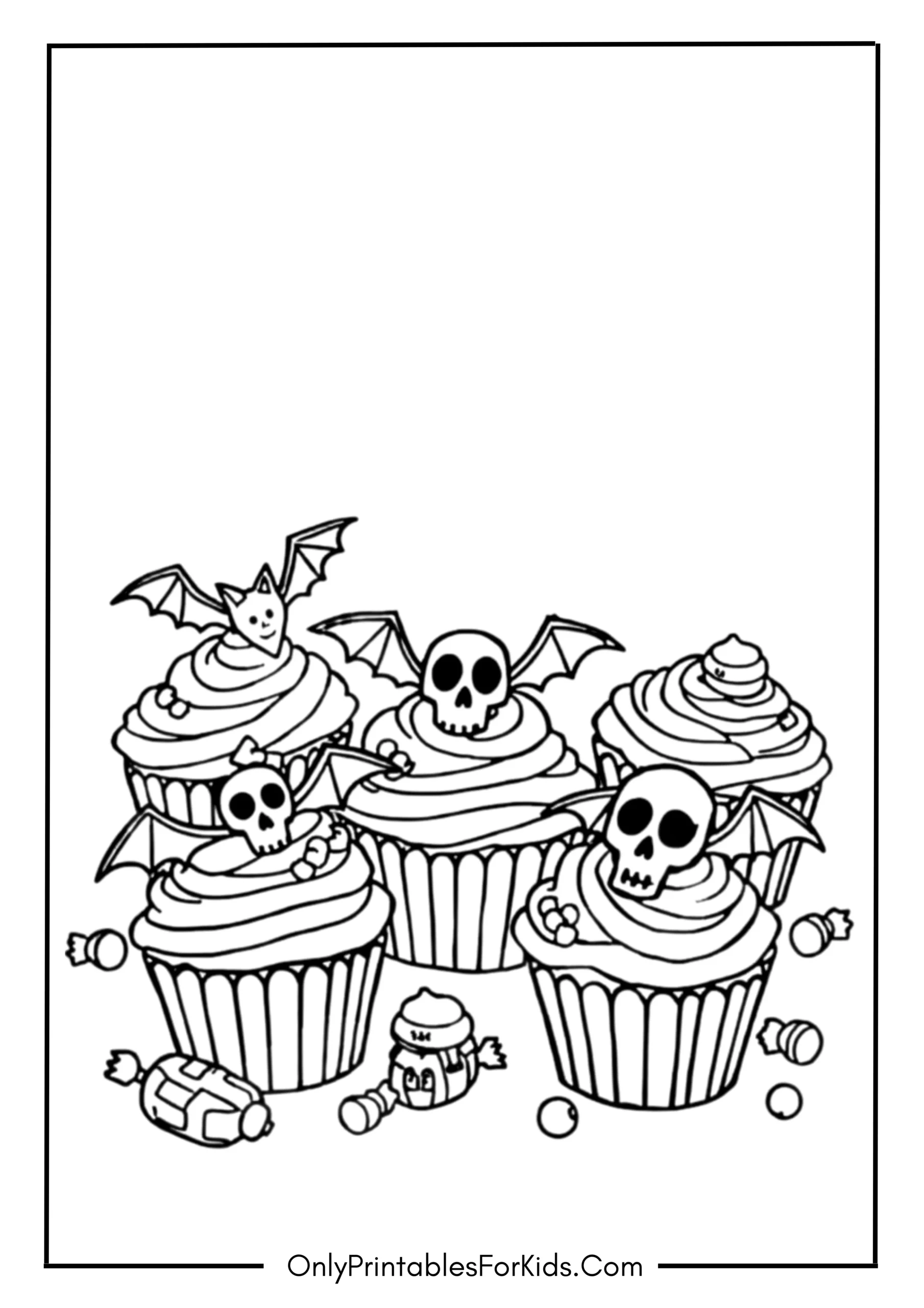 Halloween Cupcakes Coloring Page