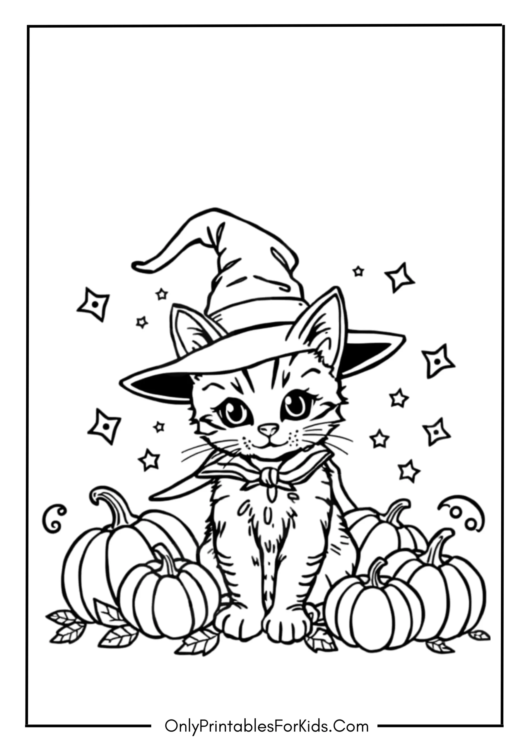 Halloween Kitten with a Witch Hat
