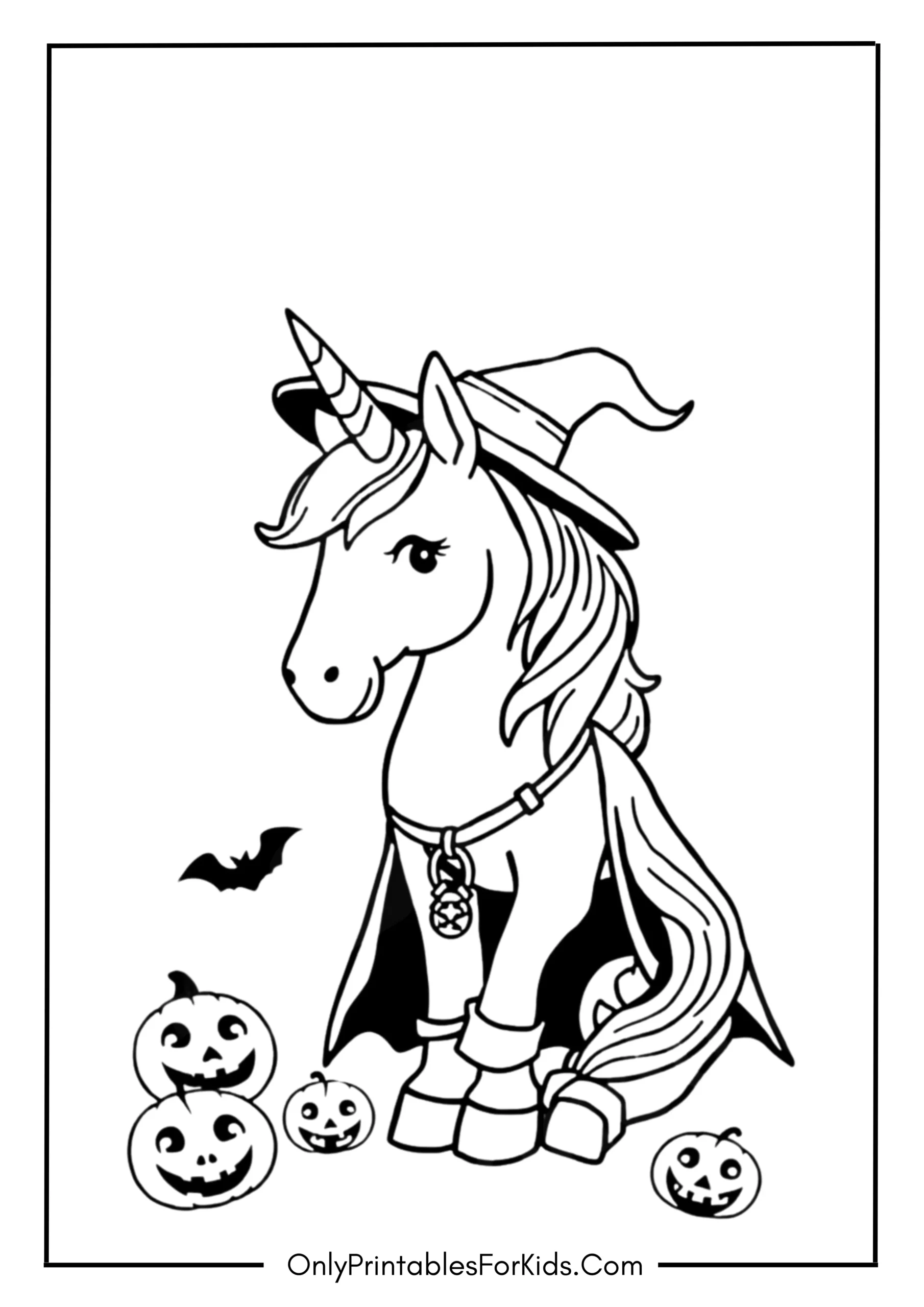 Halloween Unicorn Coloring Page