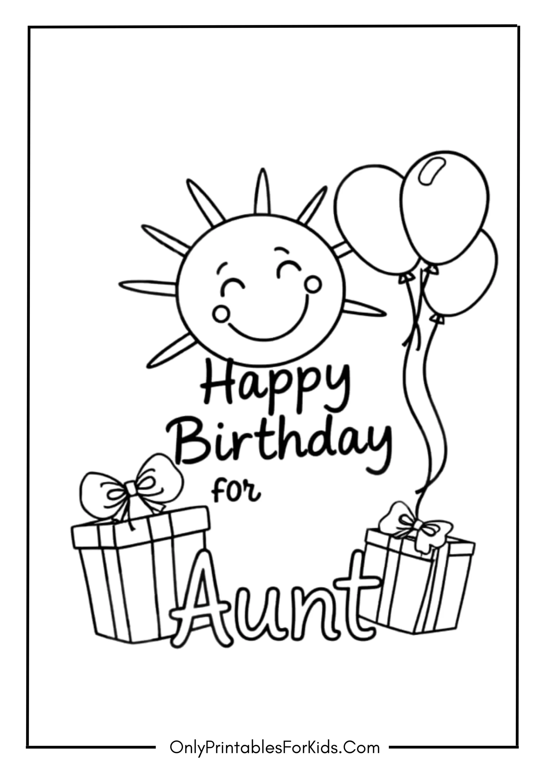 Happy Birthday Aunt Coloring Pages