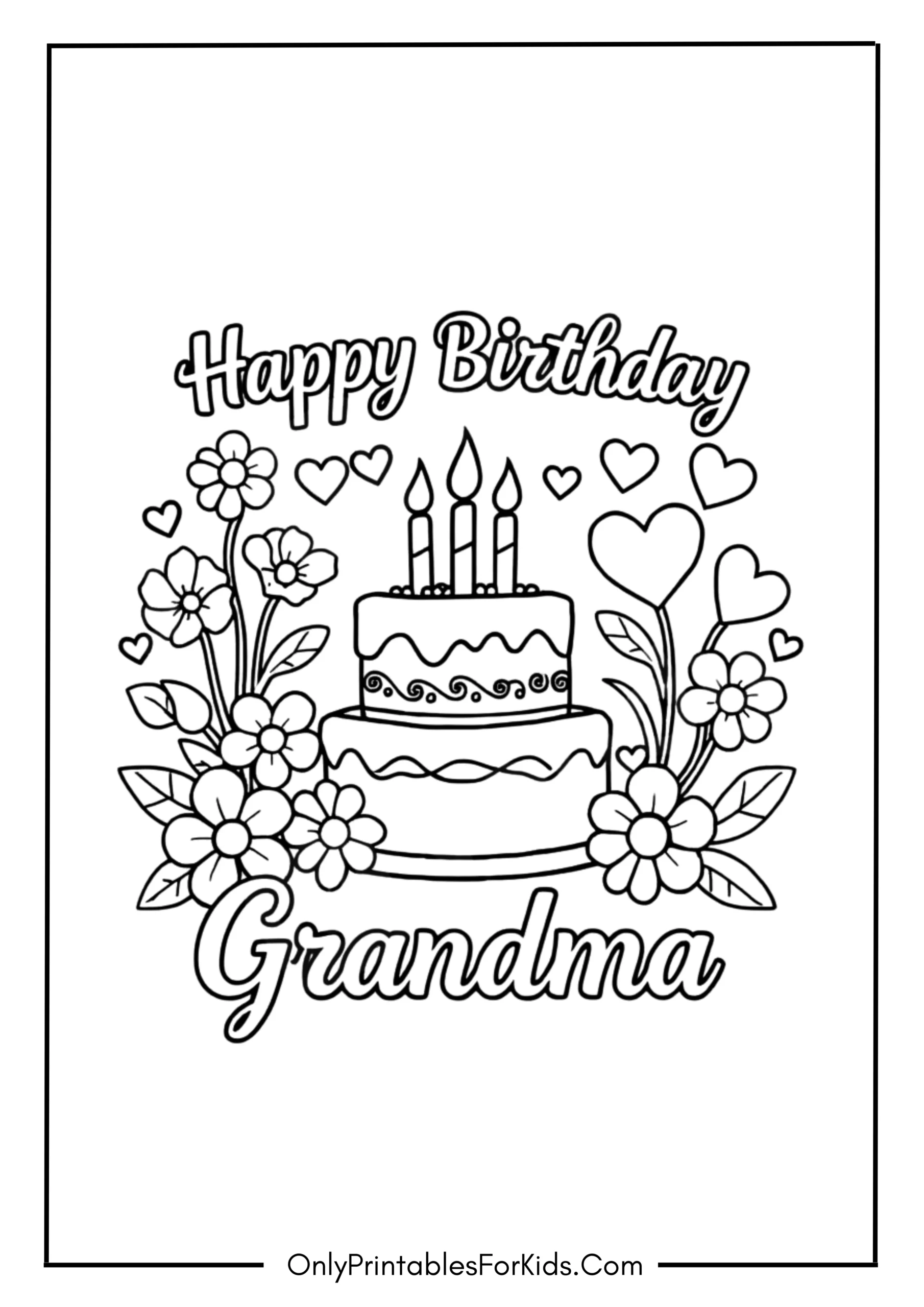 Happy Birthday Grandma Coloring Pages