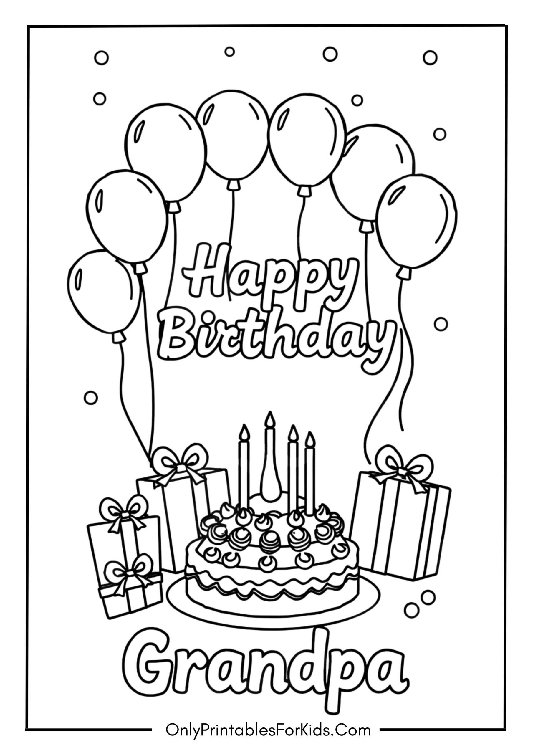 Happy Birthday Grandpa Coloring Page