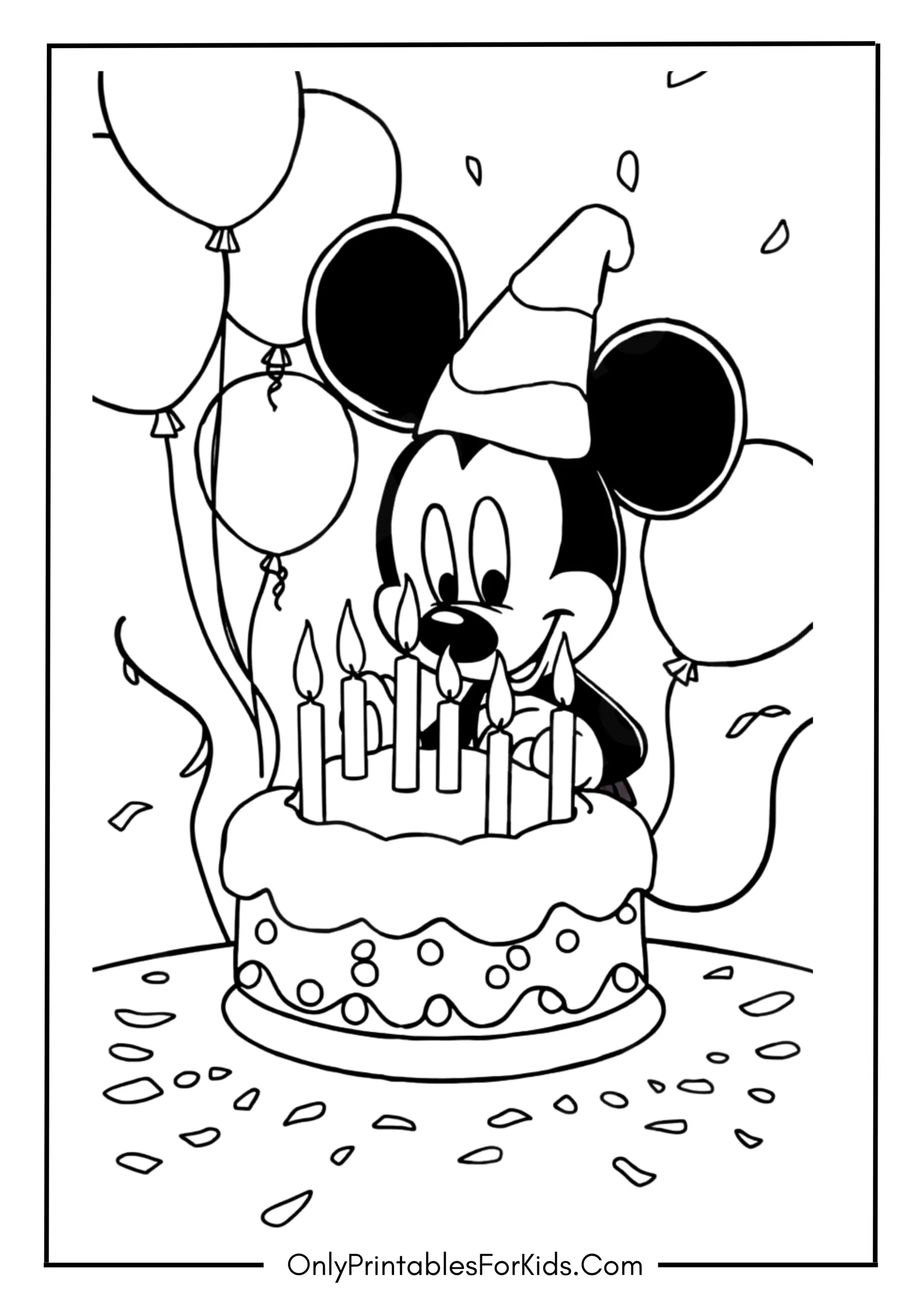 Happy Birthday Mickey Mouse Coloring Pages