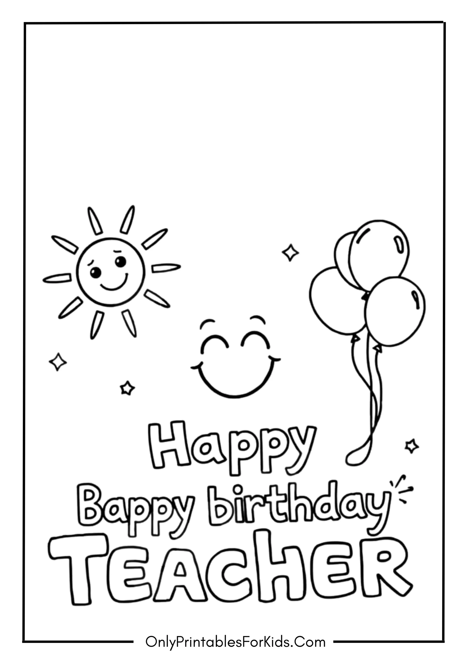 Happy Birthday Teacher Coloring Pages