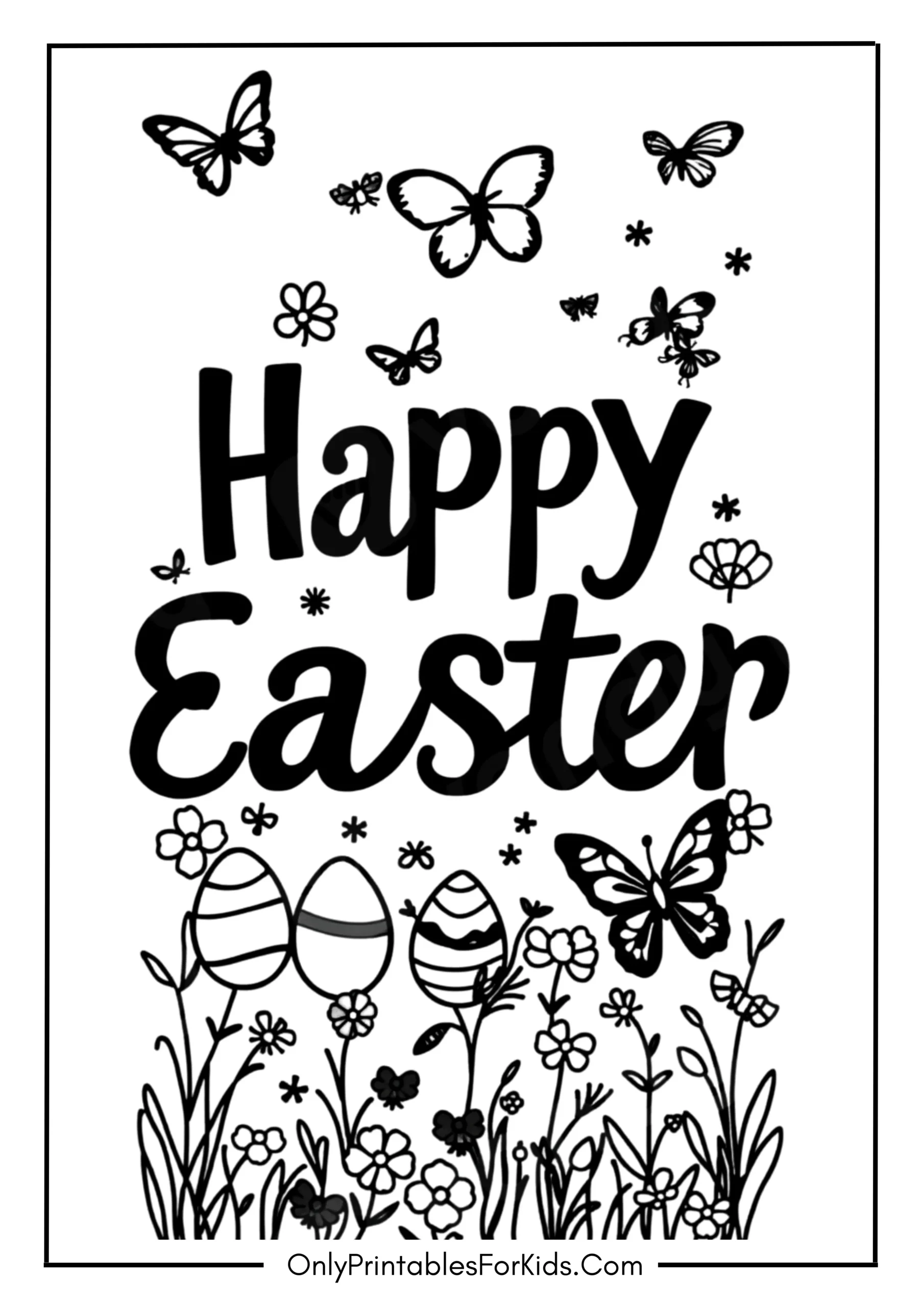 Happy Easter Coloring Page