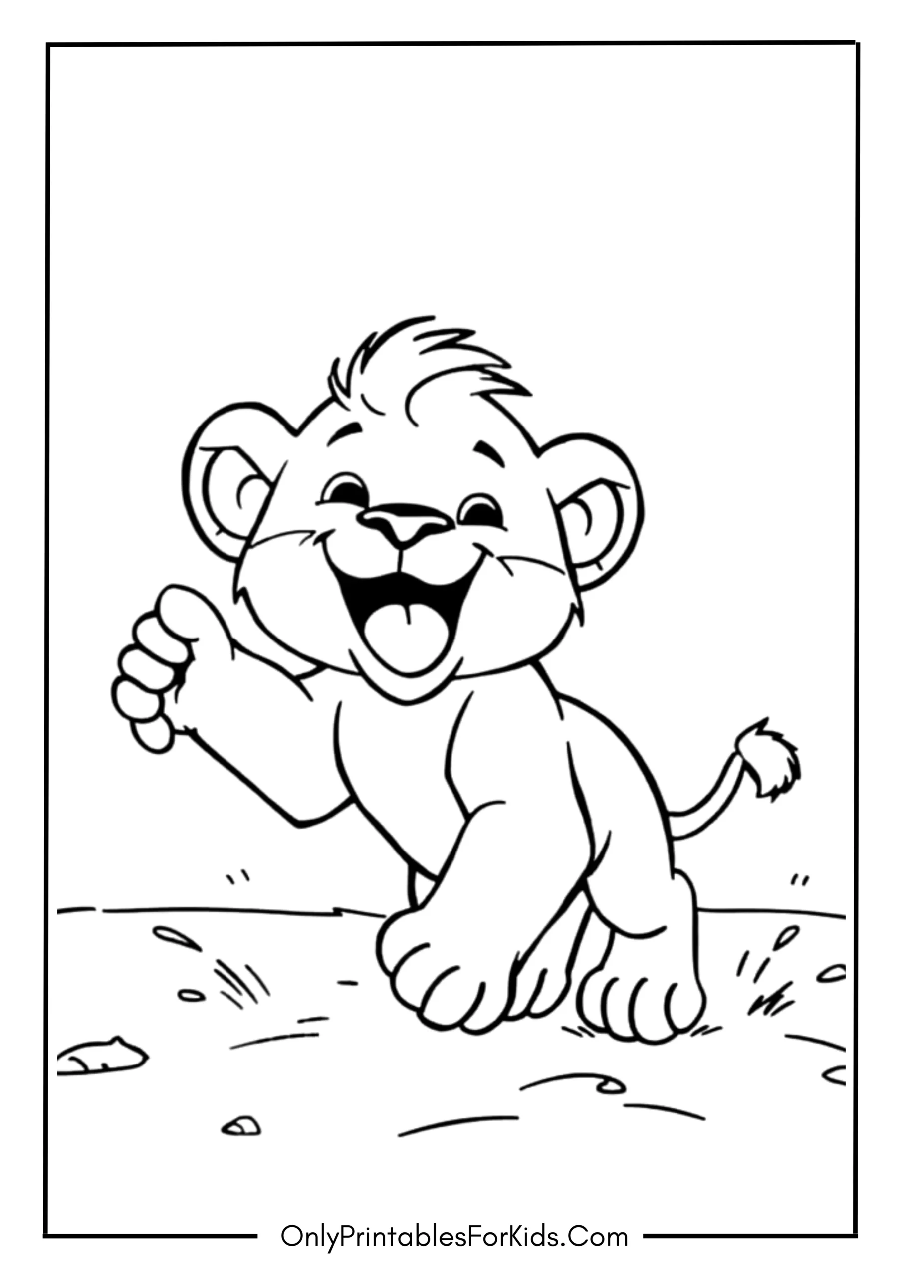 Happy Lion Cub Playing In The Sand