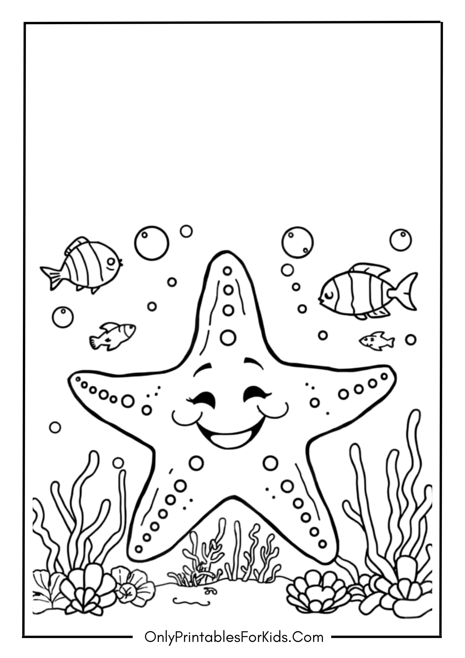 Happy Starfish Under the Sea Coloring Page
