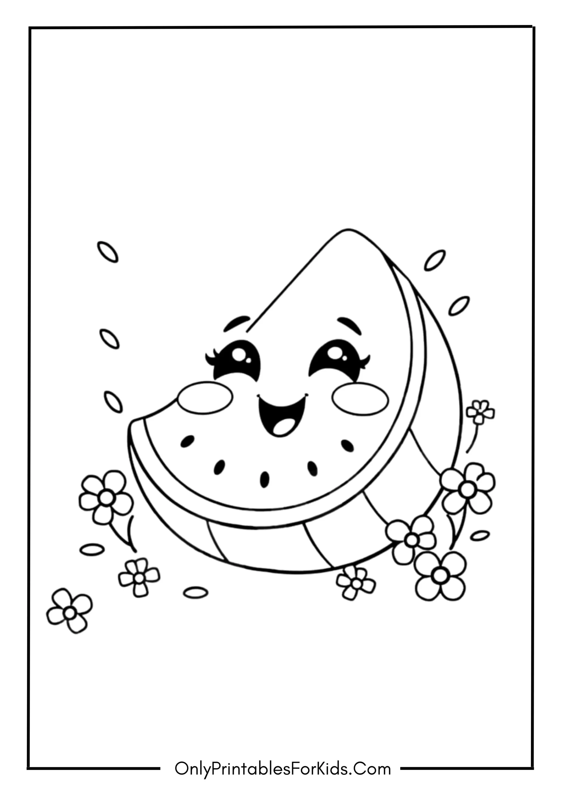 Happy Watermelon Coloring Page