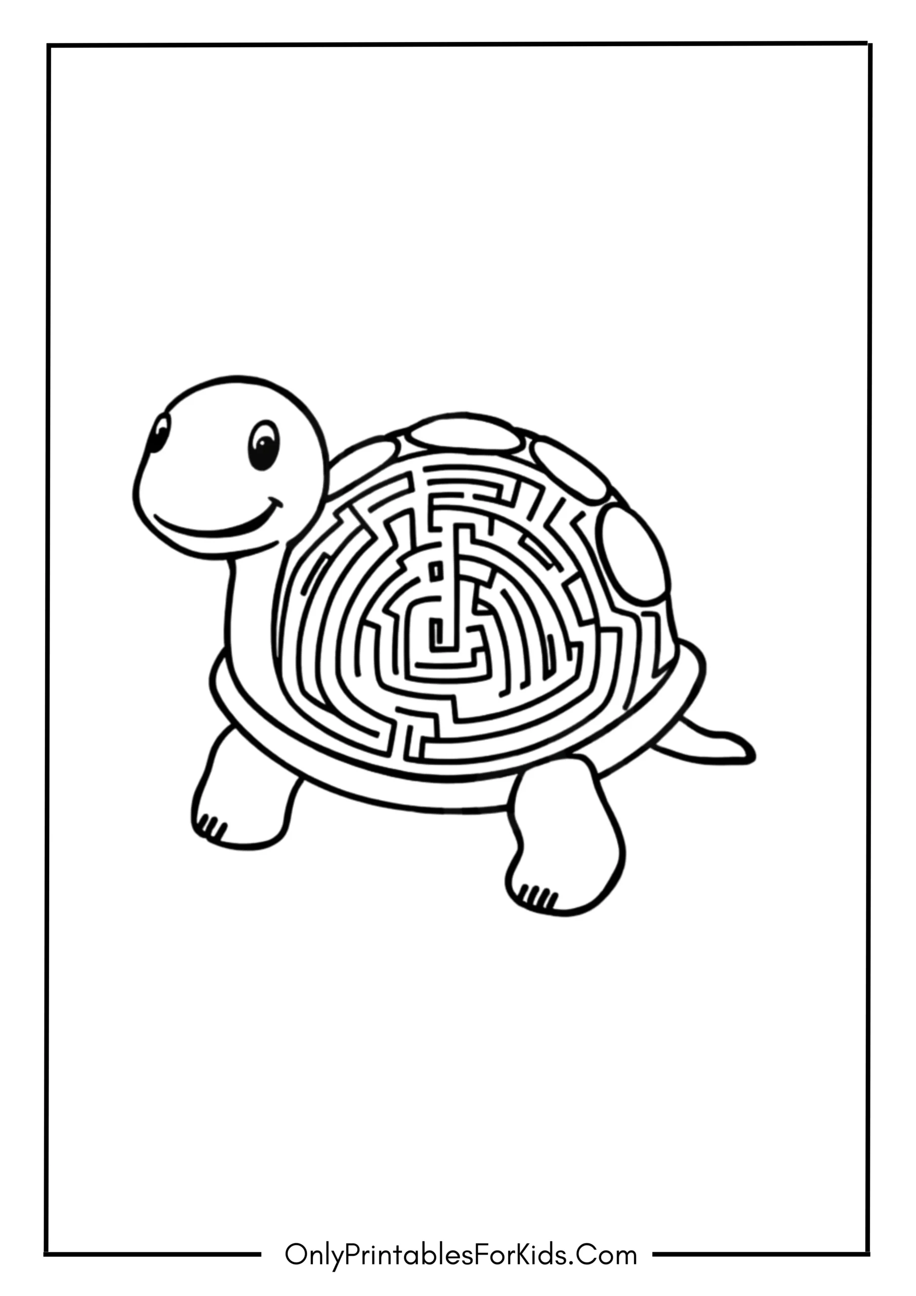 Hard Turtle Maze Coloring Page