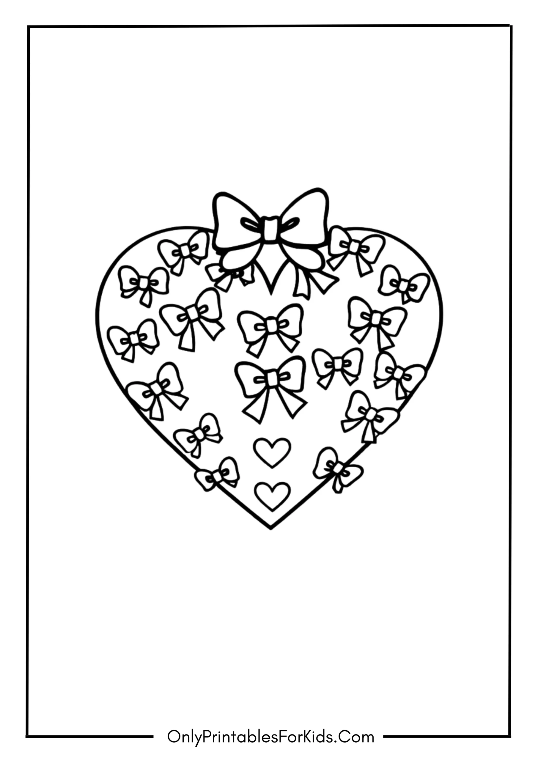 Heart with Bows Coloring Page