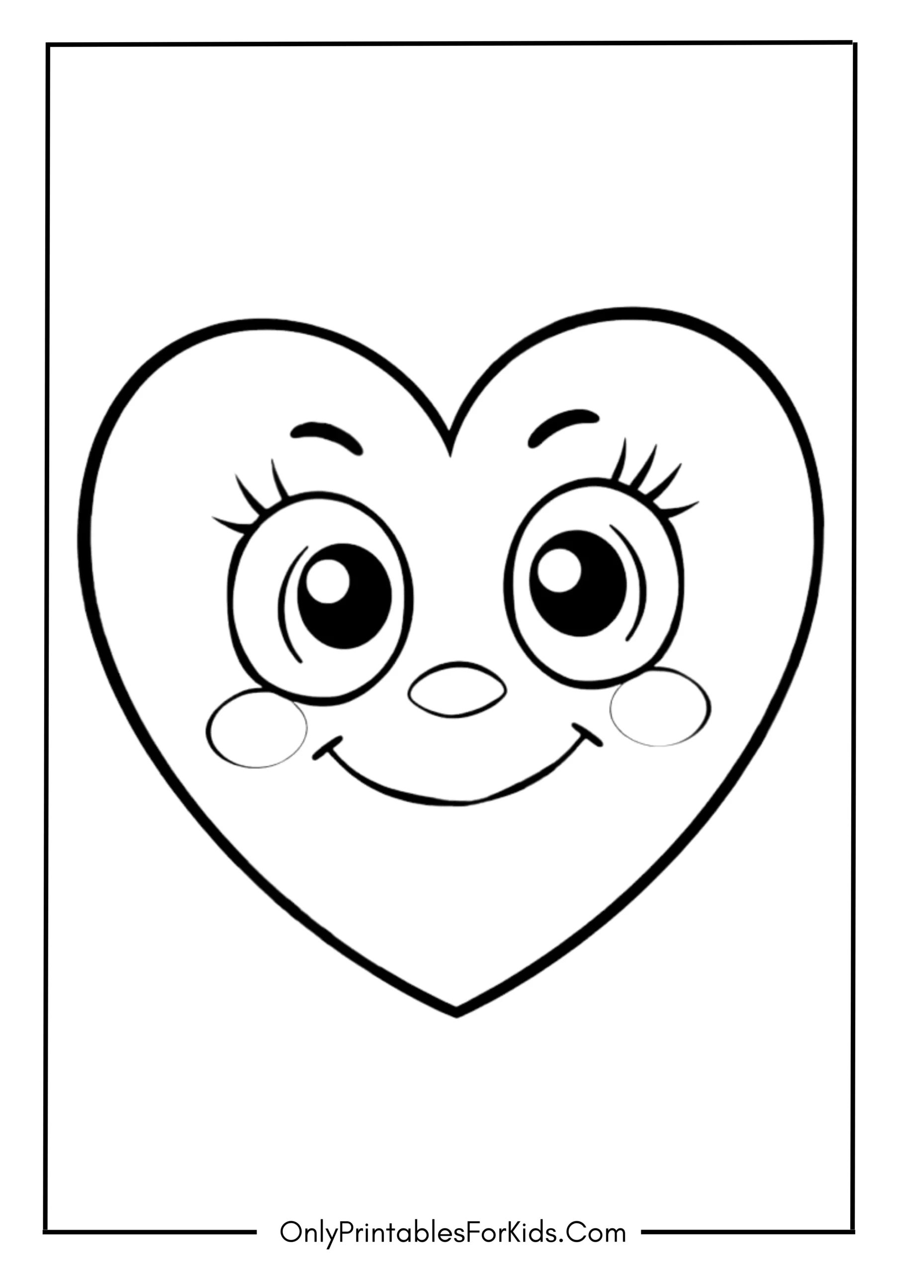 Heart with Cute Face Coloring Page