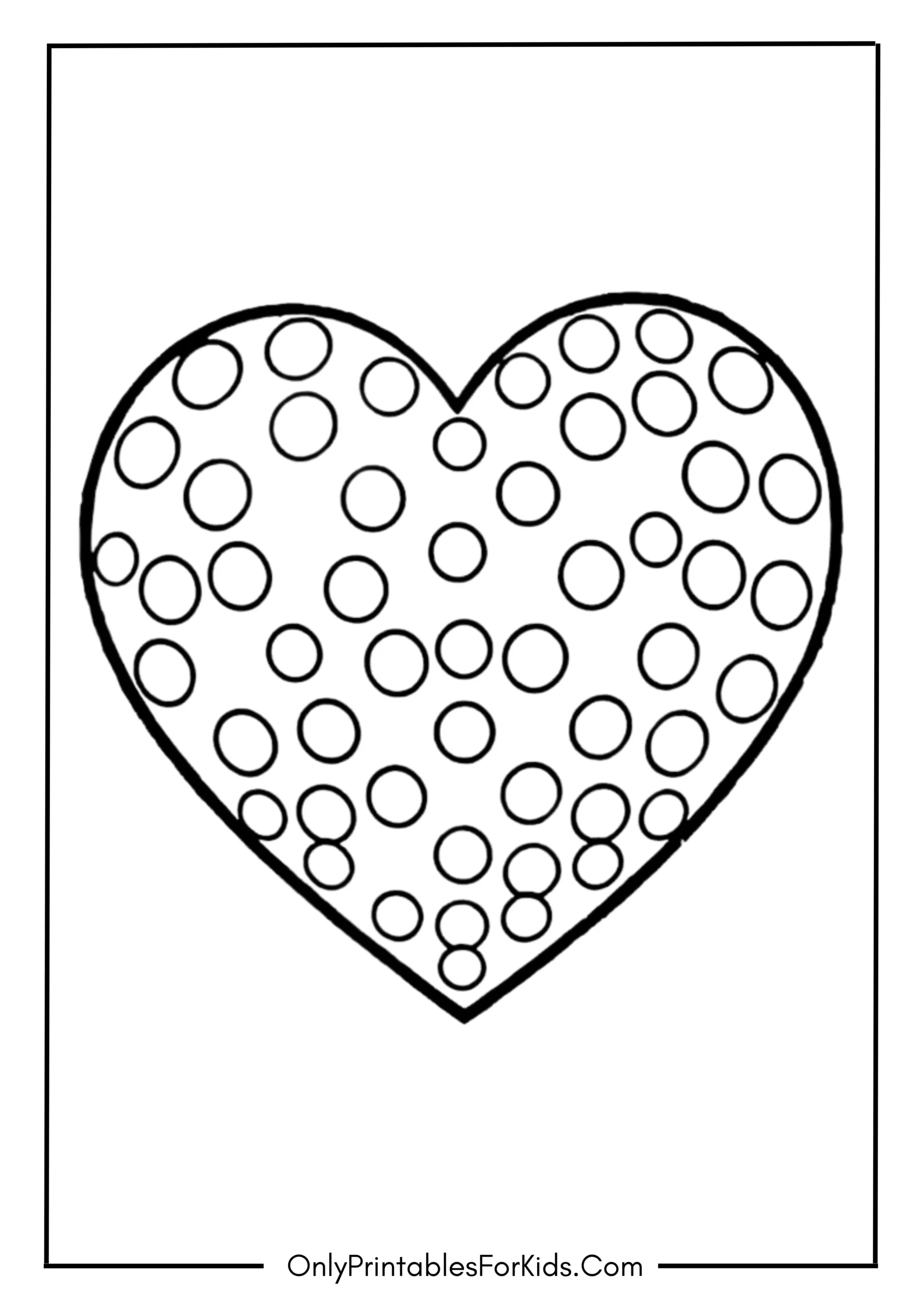 Heart with Polka Dots Coloring Page
