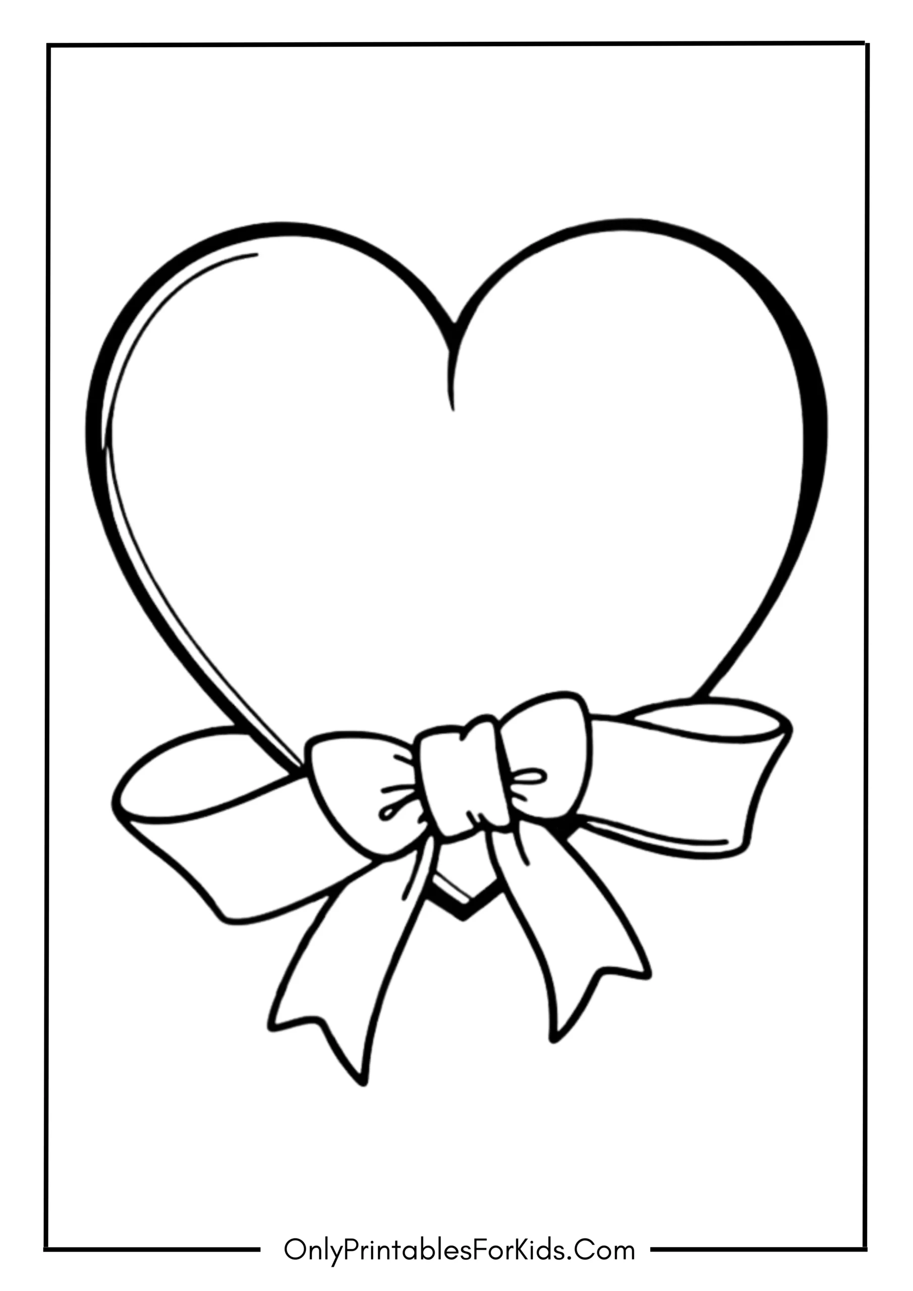 Heart with Ribbon Coloring Page