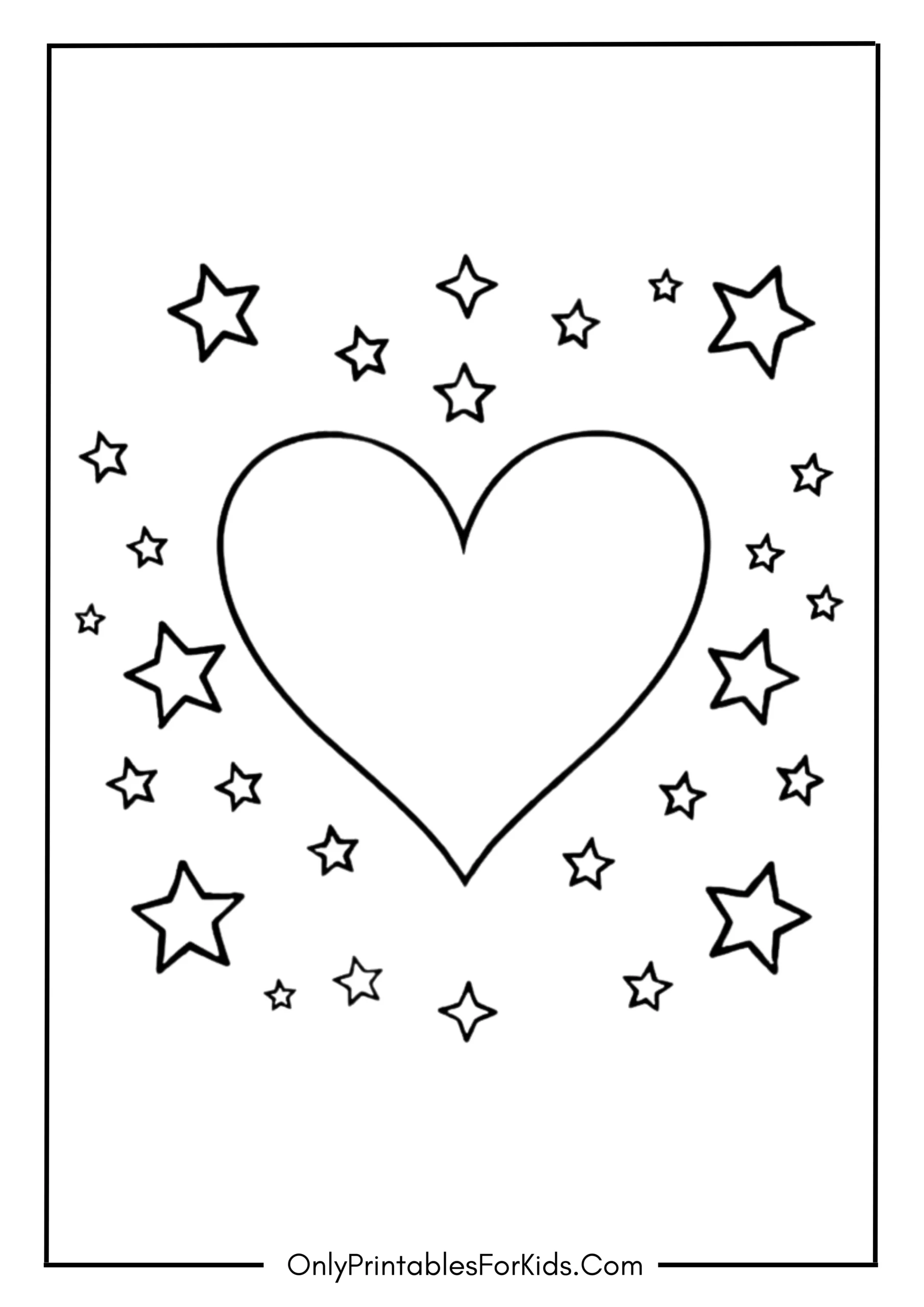 Heart with Stars Coloring Page