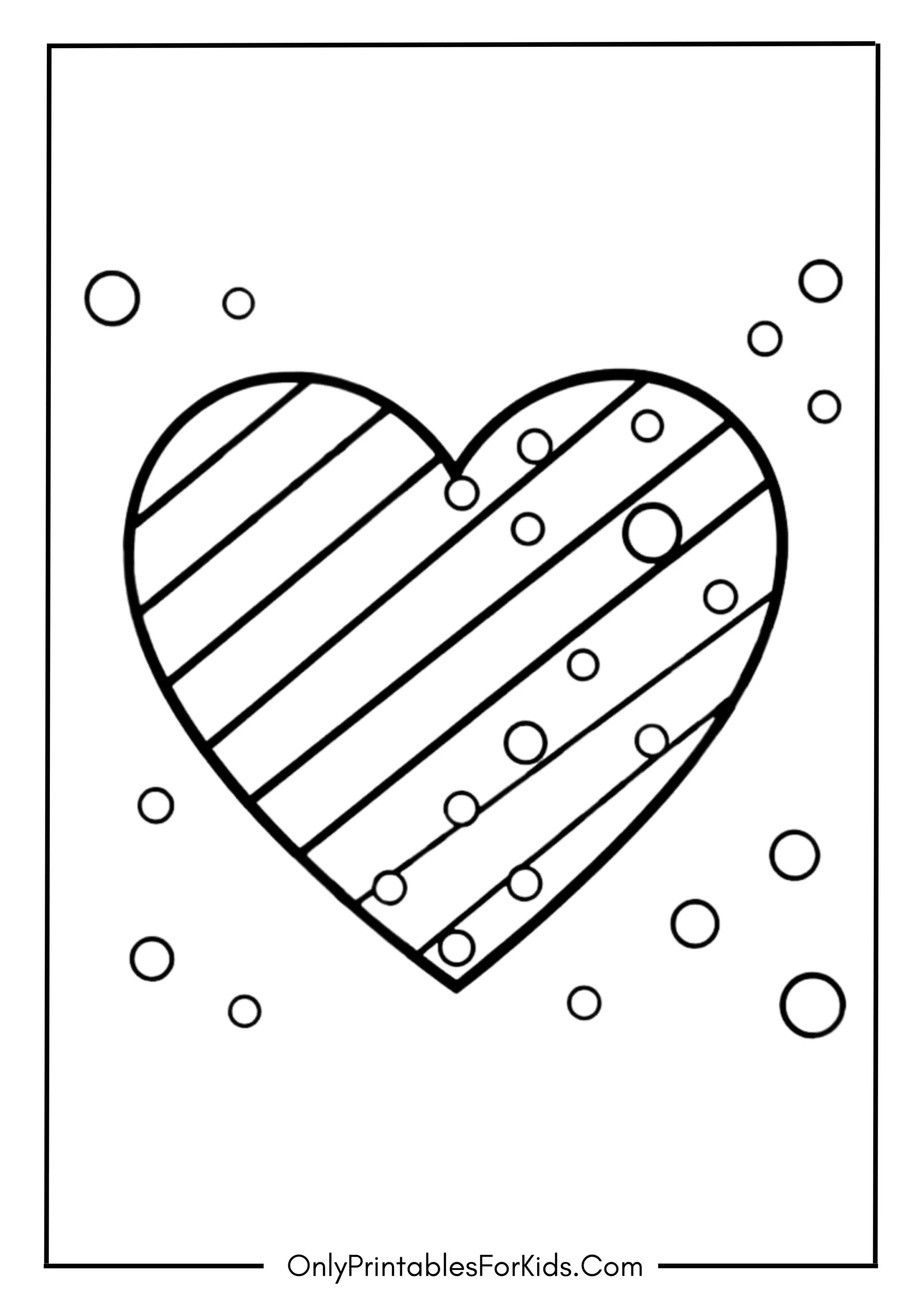Heart with Stripes and Spots Coloring Page