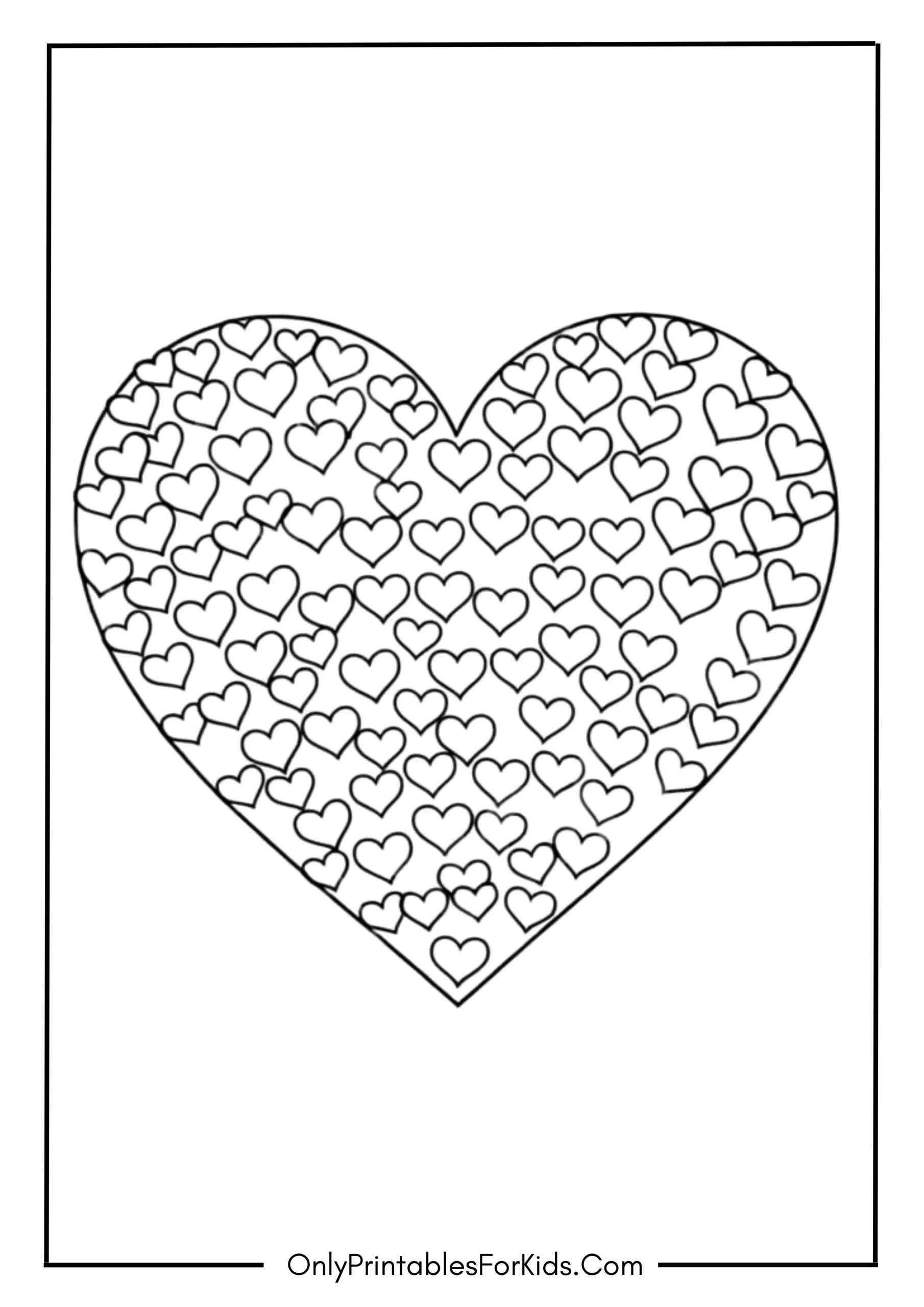 Heart with Tiny Hearts Inside Coloring Page