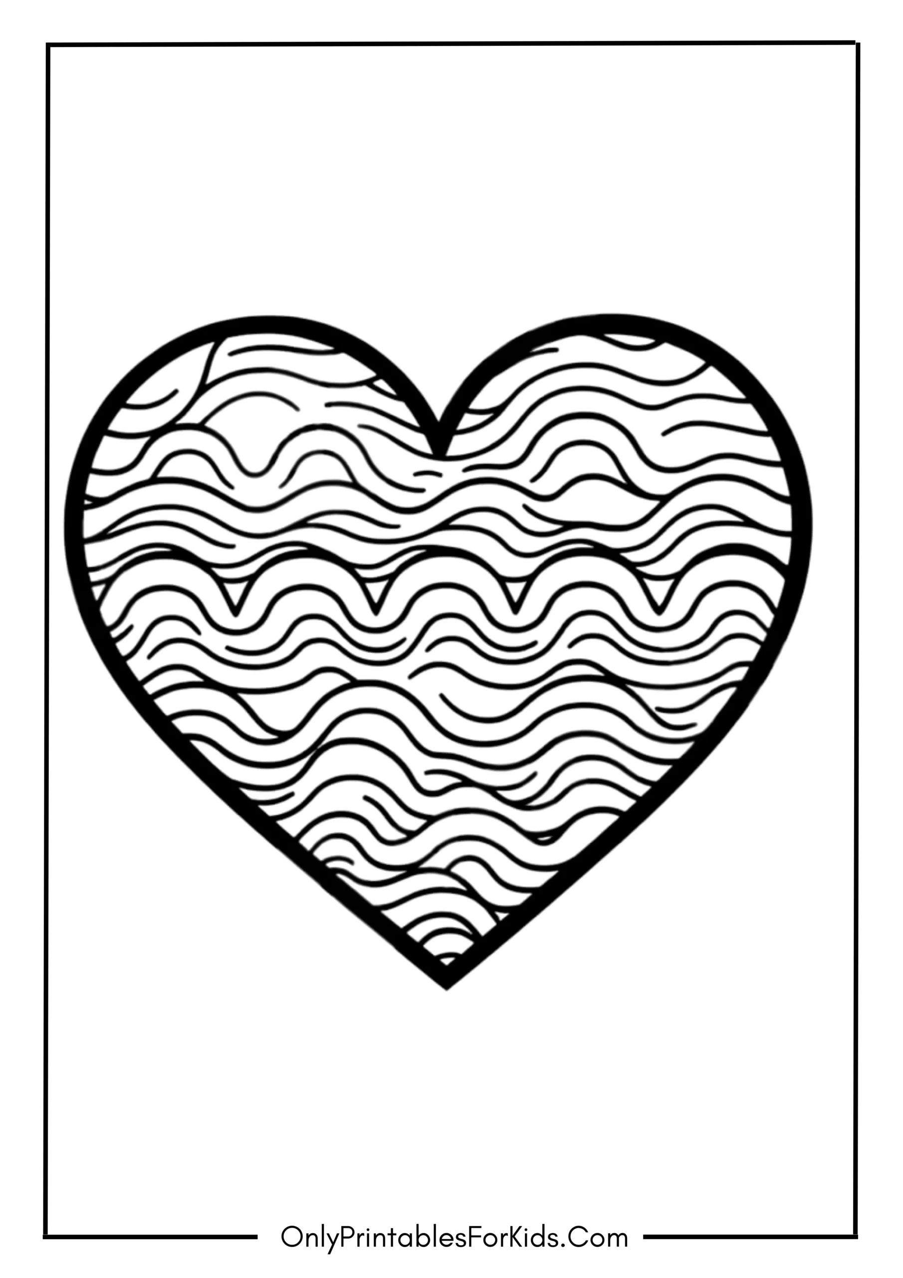 Heart with Waves Coloring Page