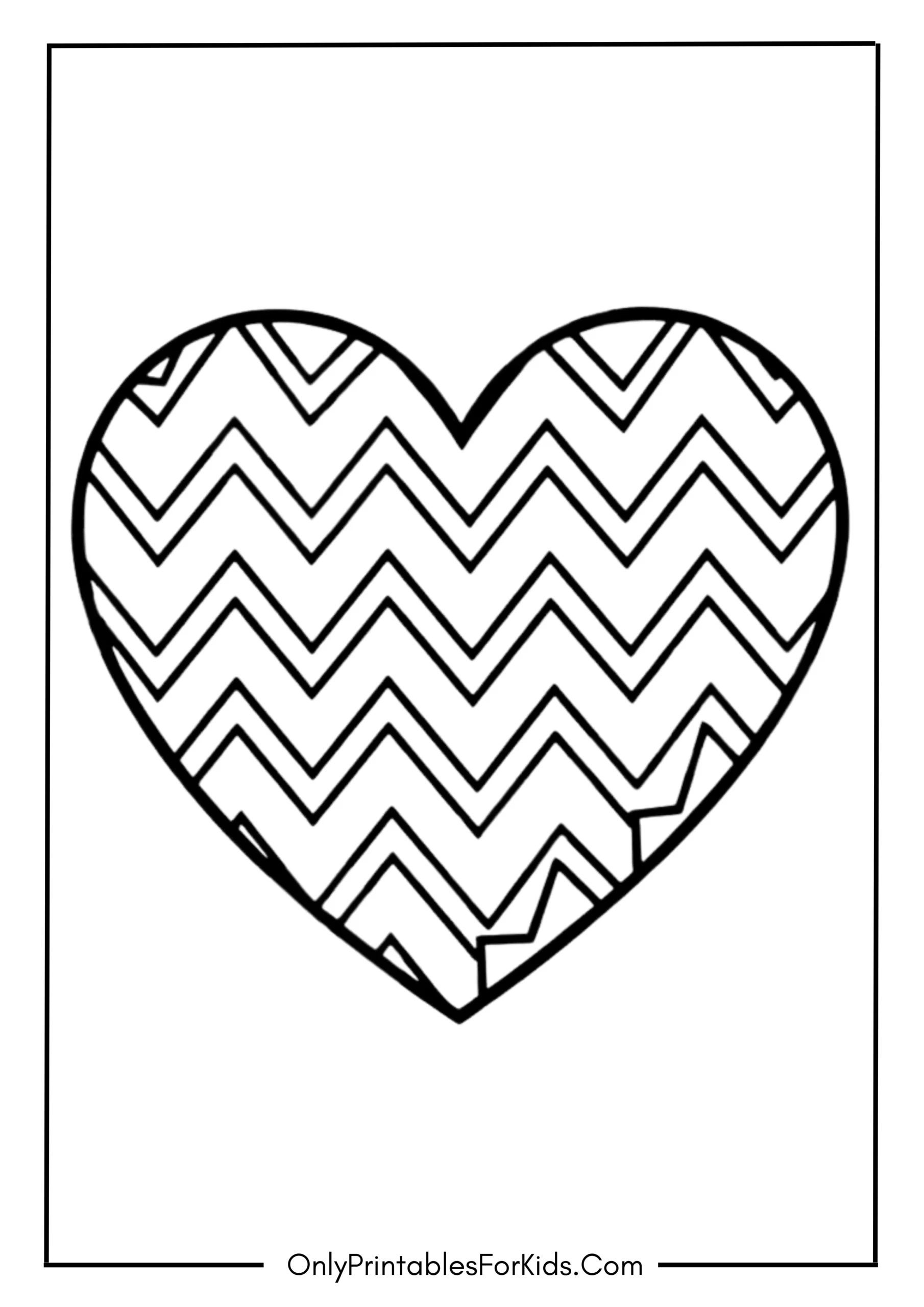 Heart with Zigzag Pattern Coloring Page