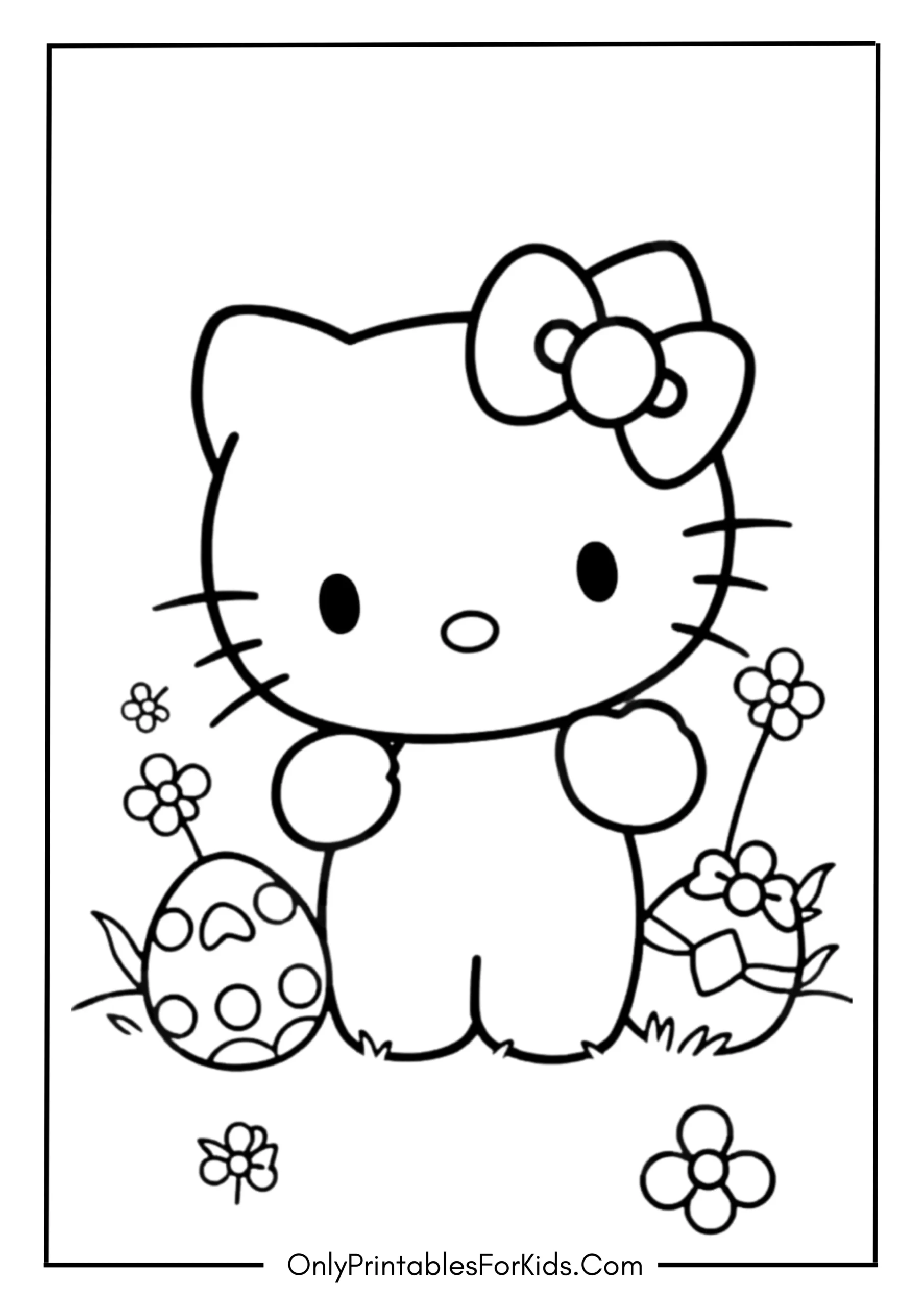 Hello Kitty Easter Coloring Page