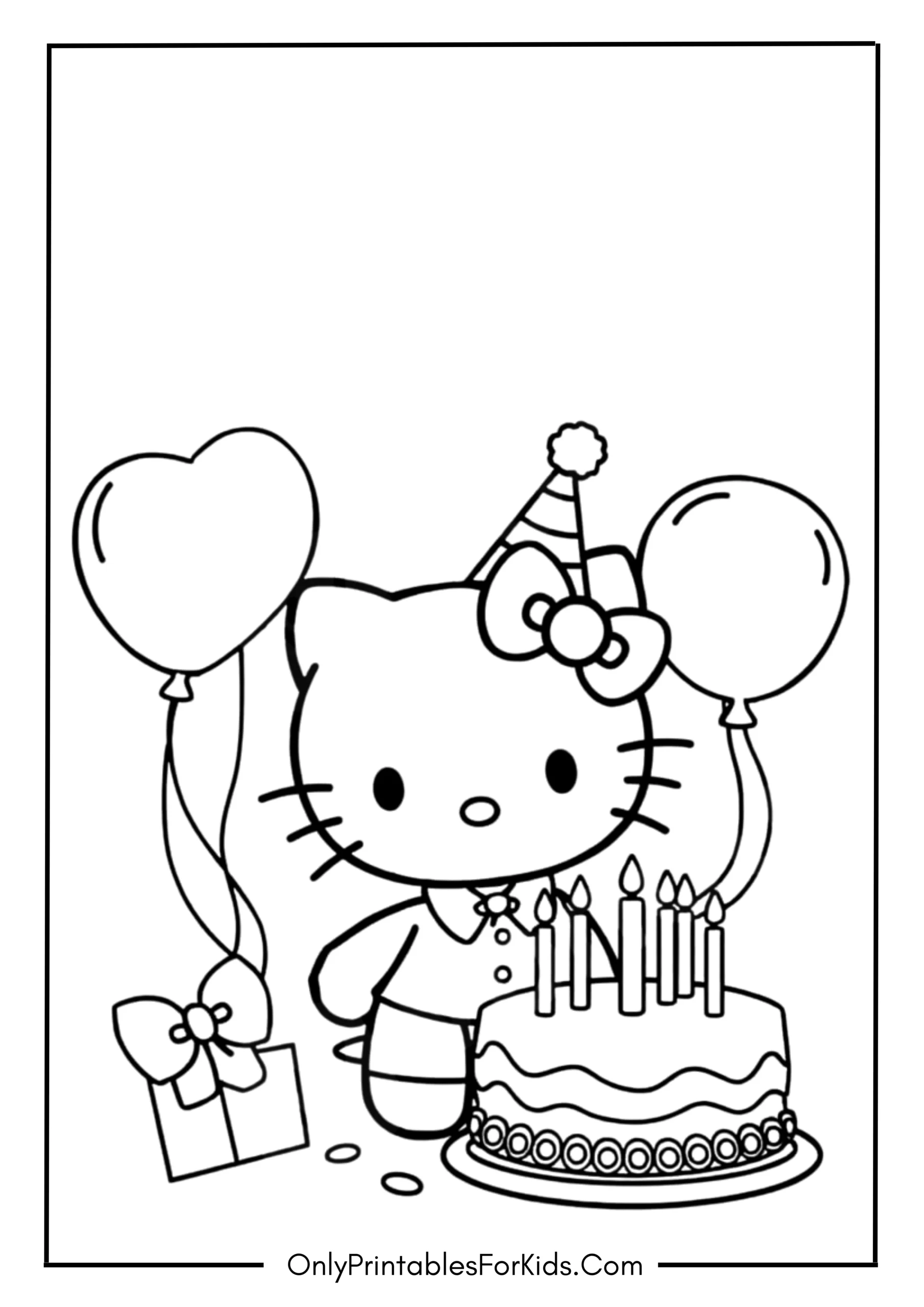 Hello Kitty Happy Birthday Coloring Pages
