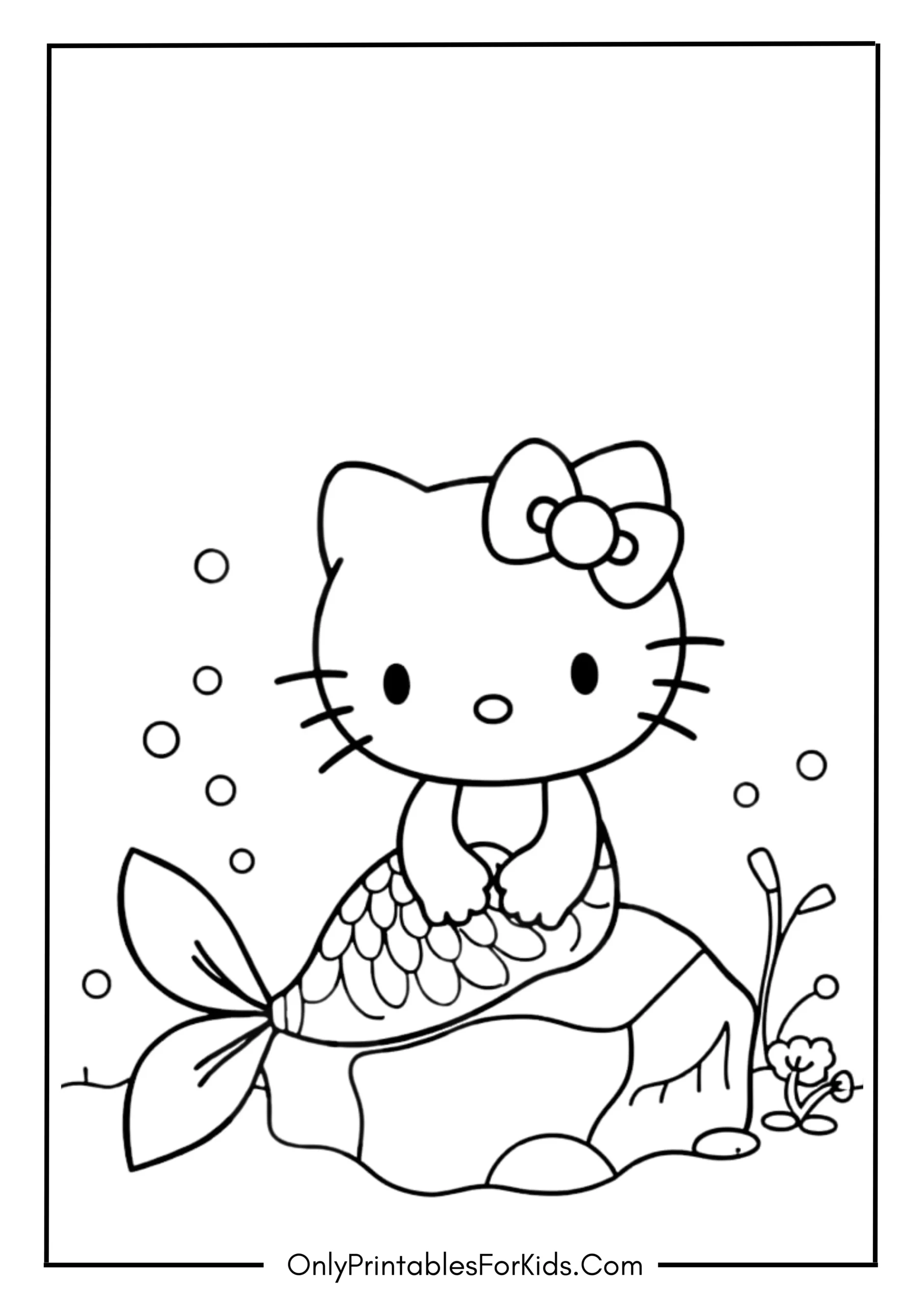 Hello Kitty Mermaid Coloring Page 3 scaled