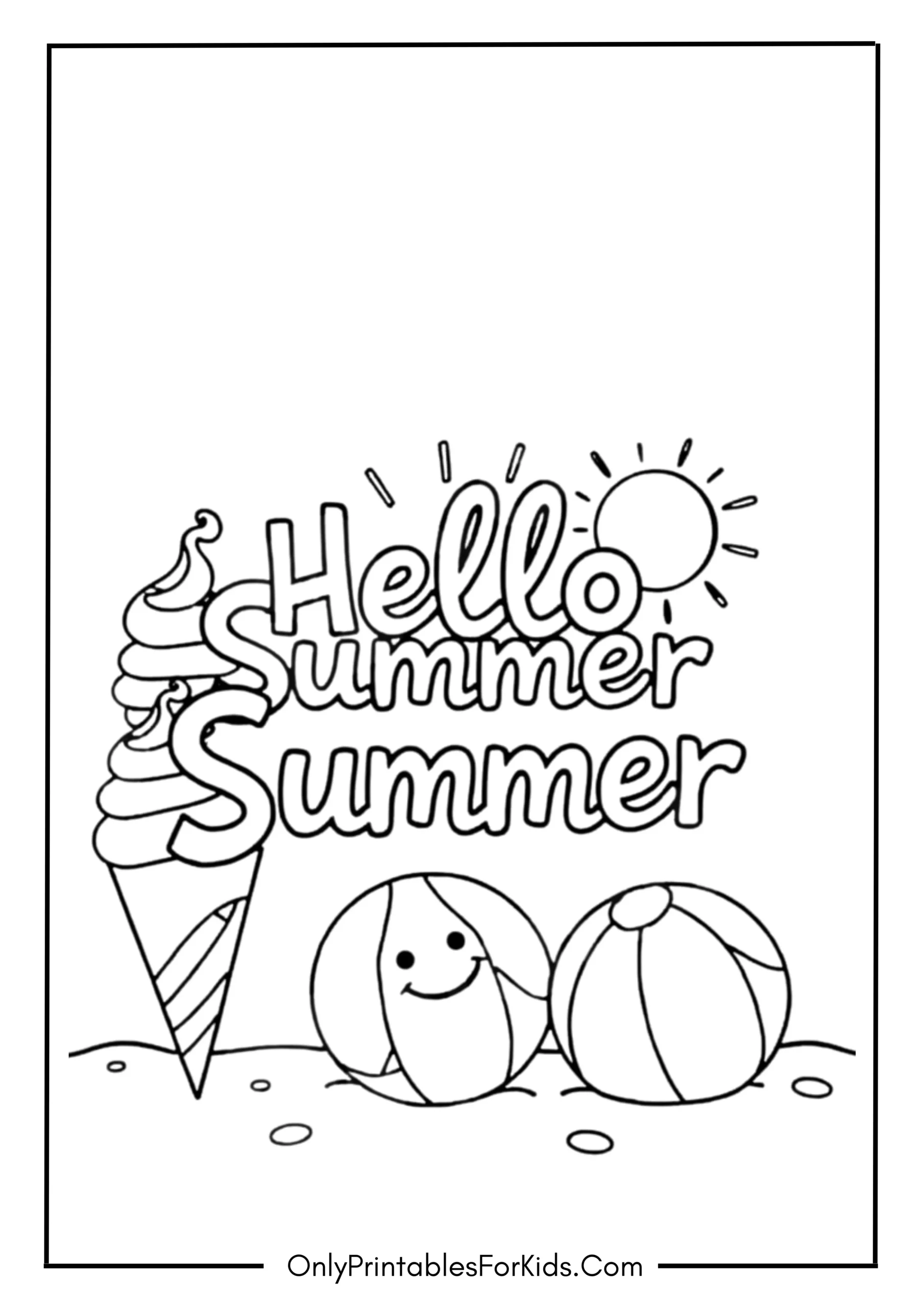 Hello Summer Coloring Page