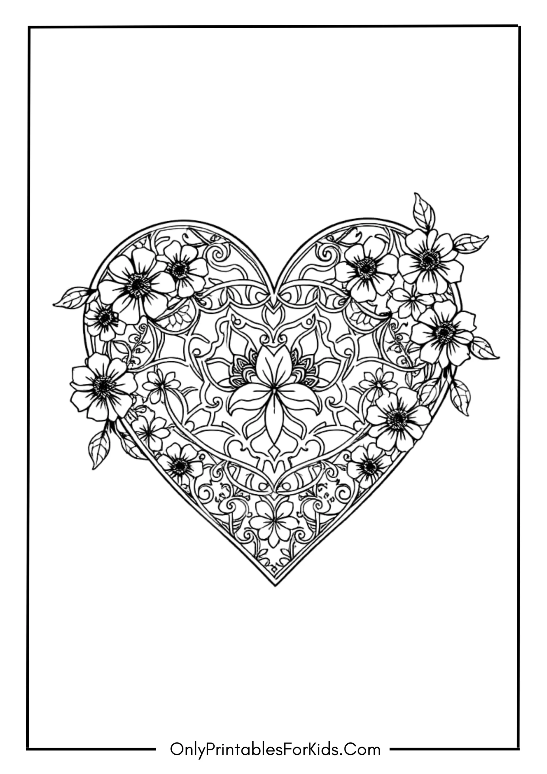 Intricate Lace Heart Coloring Page