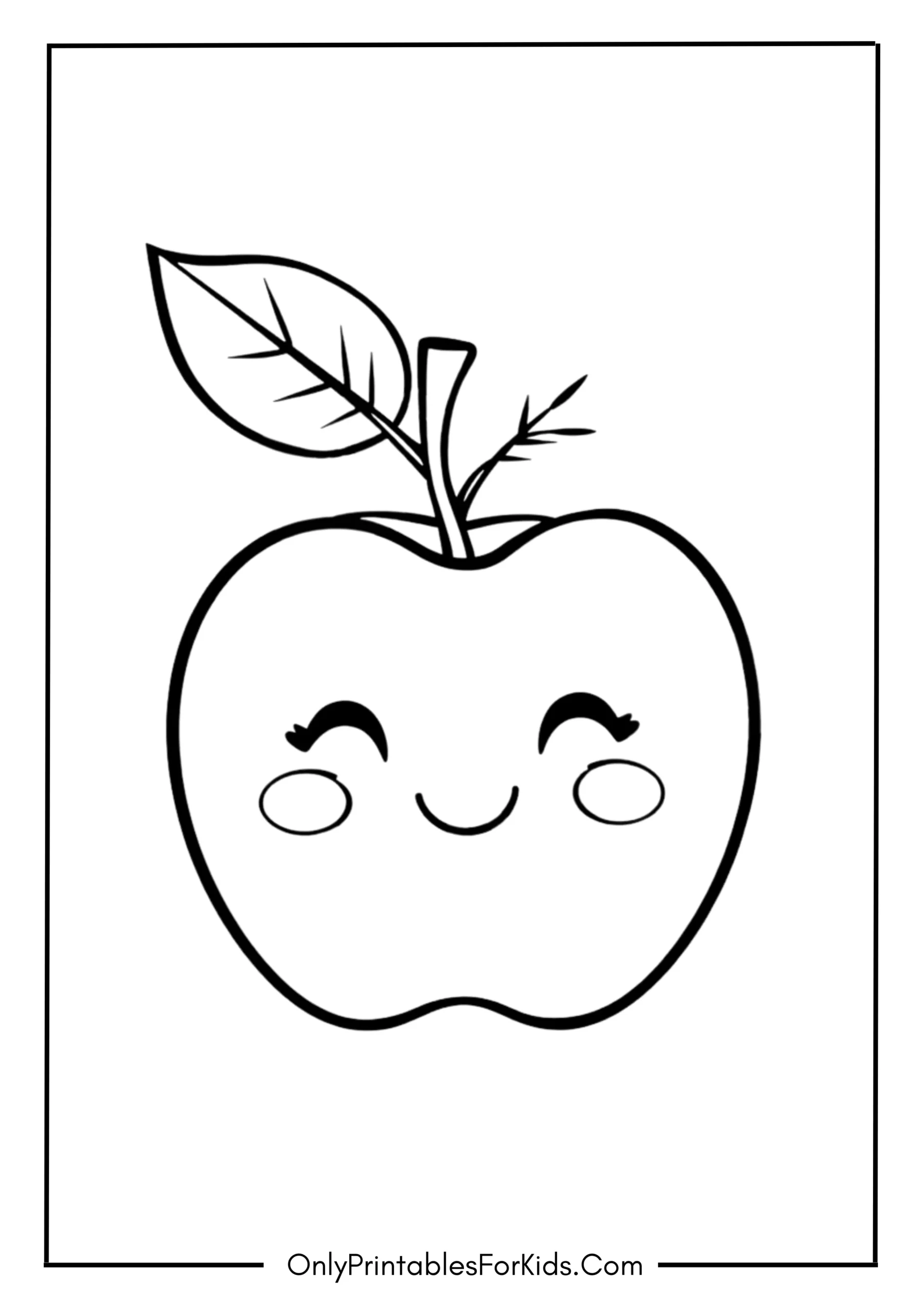 Kawaii Apple with a Heart Shaped Leaf