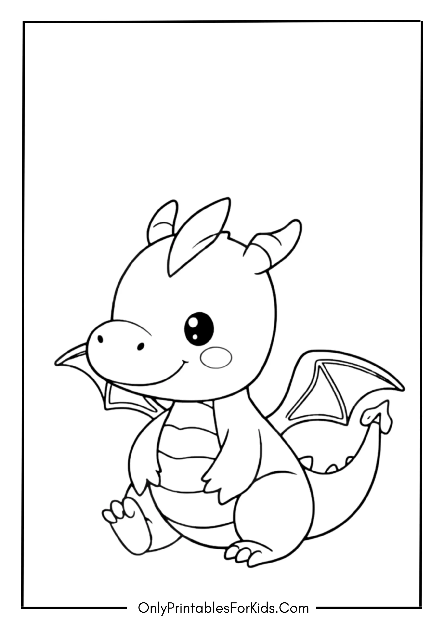 Kawaii Cute Dragon Coloring Page