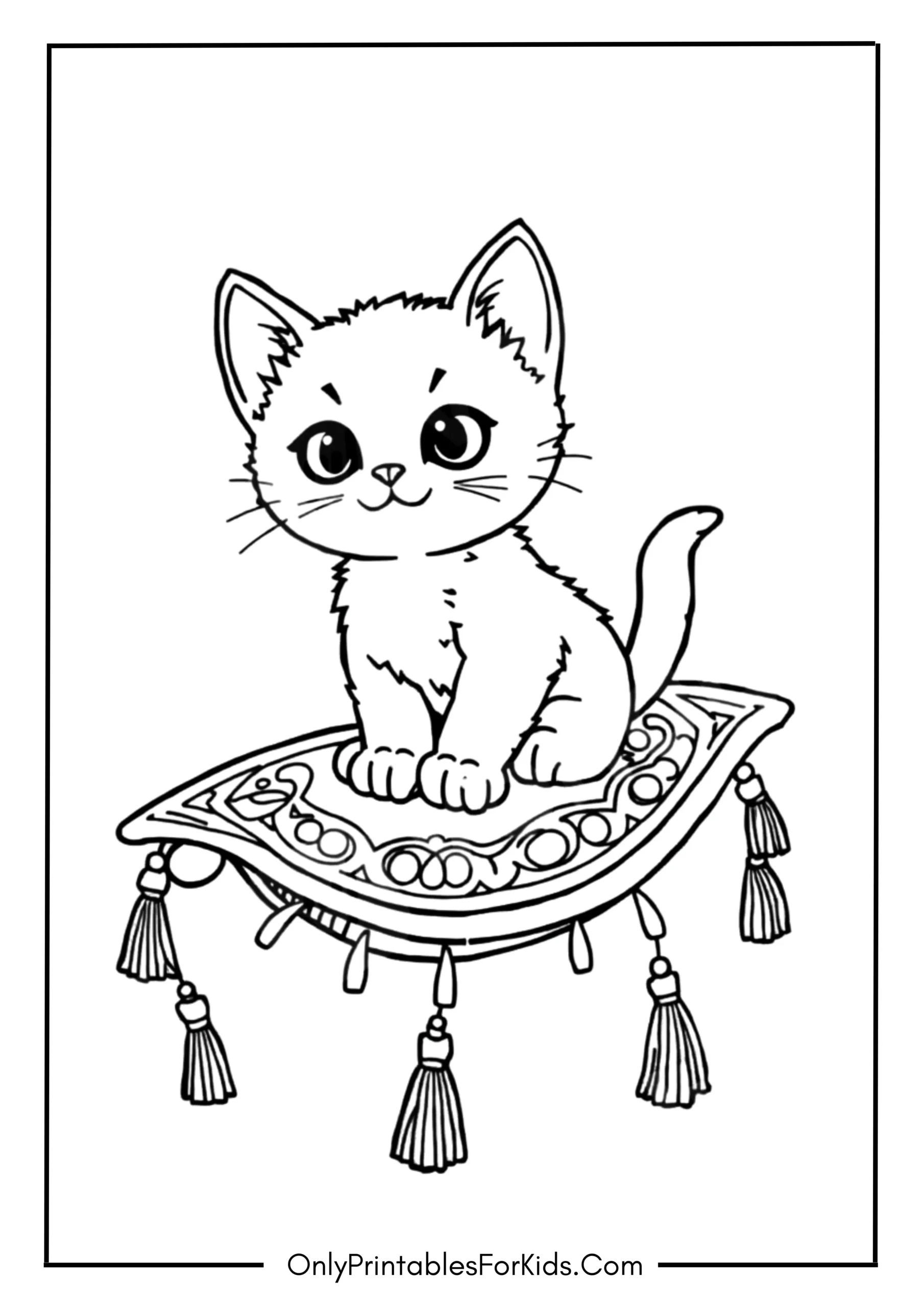 Kitten Riding on a Magic Carpet