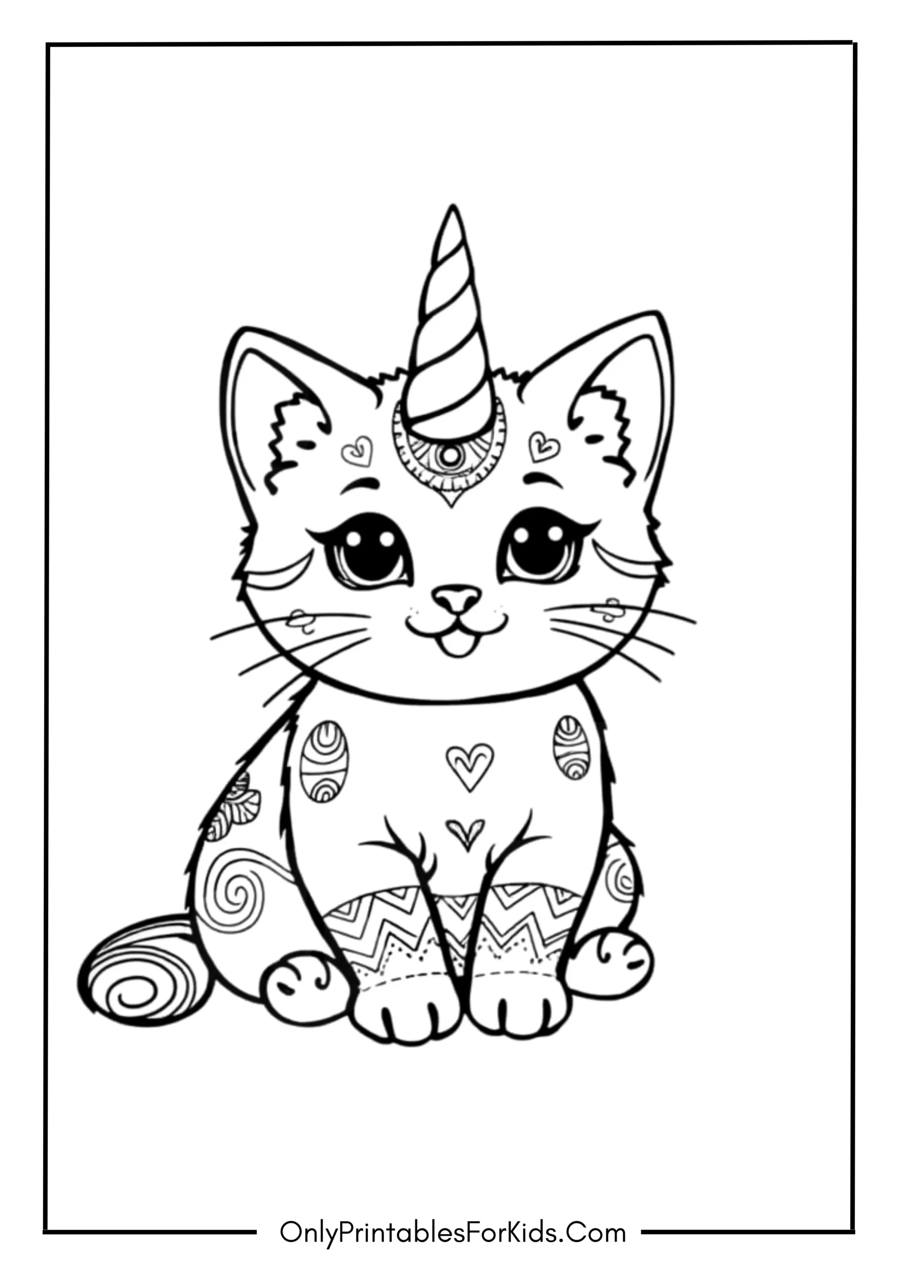 Kitty Unicorn Coloring Page