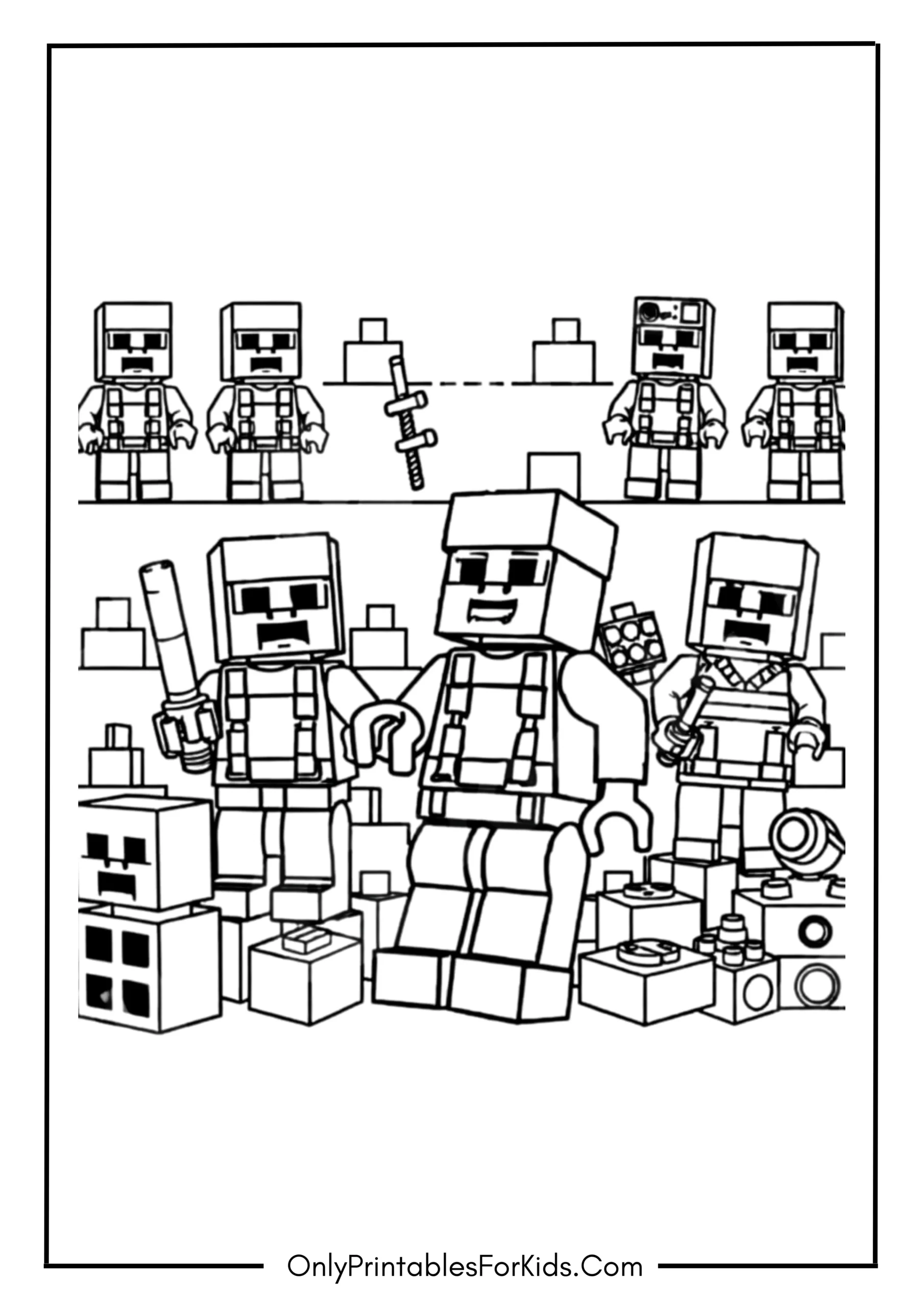 Lego Minecraft Coloring Page
