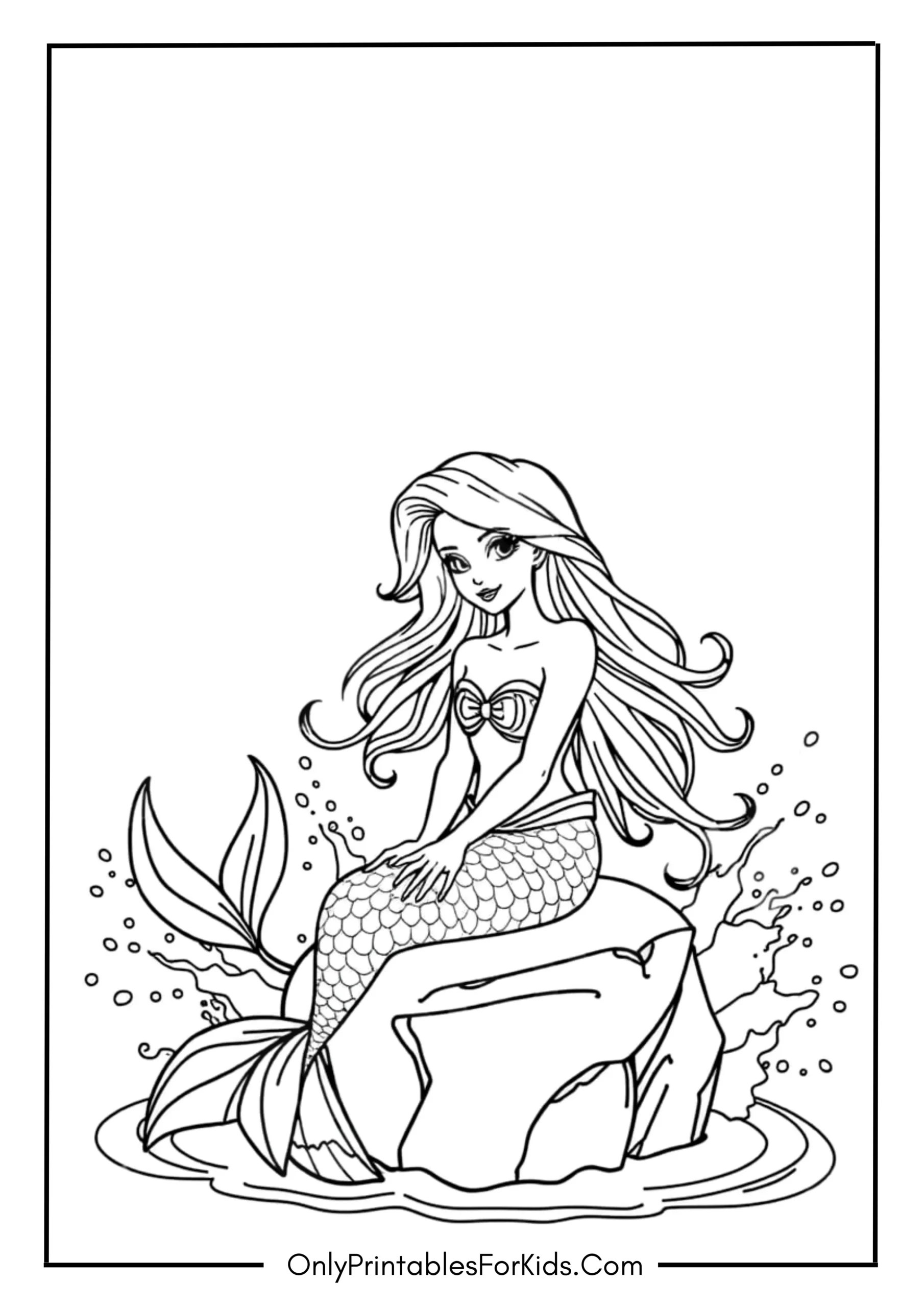 Mermaid Princess Coloring Page 3 scaled