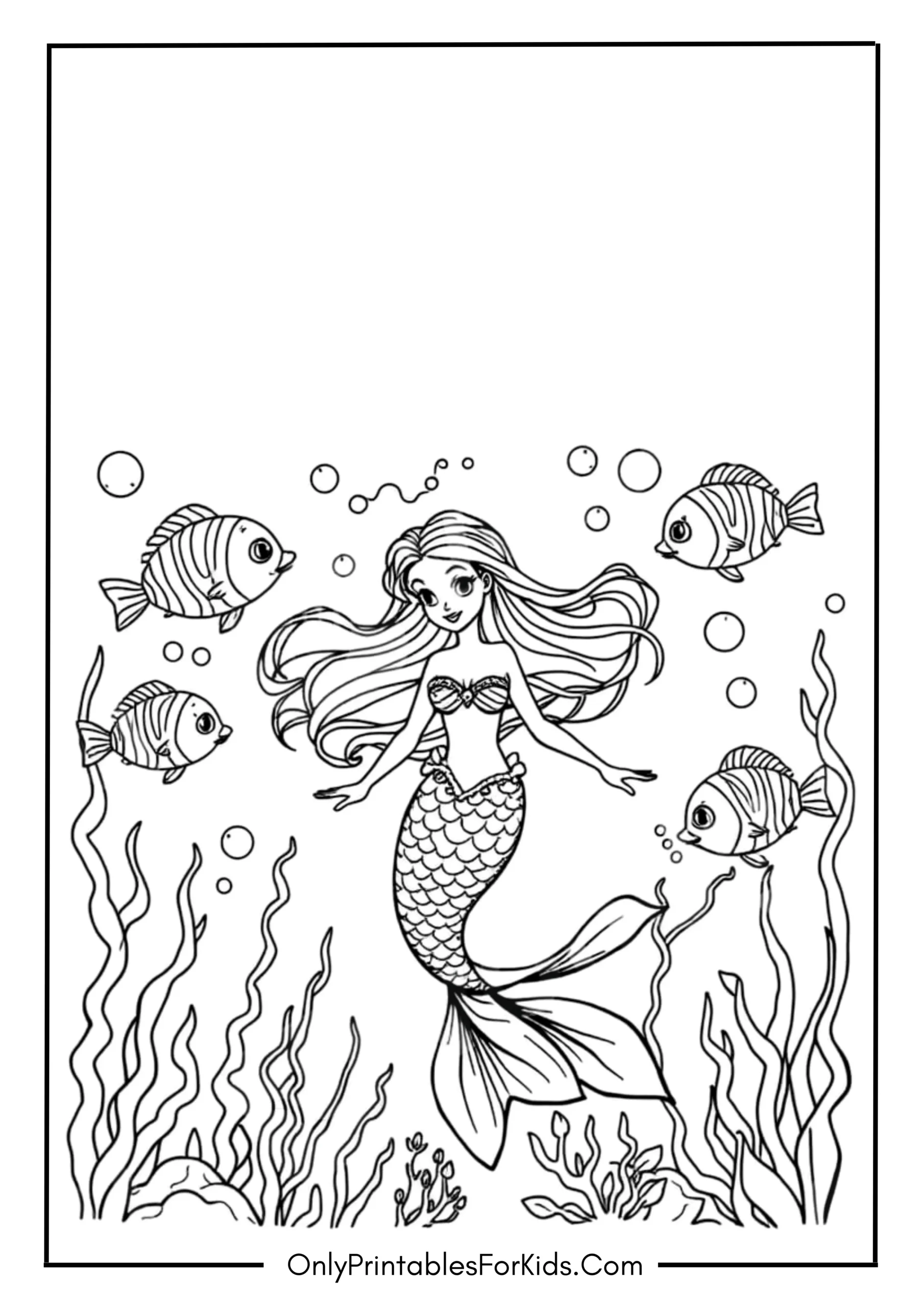 Mermaid Princess Coloring Page 4 scaled