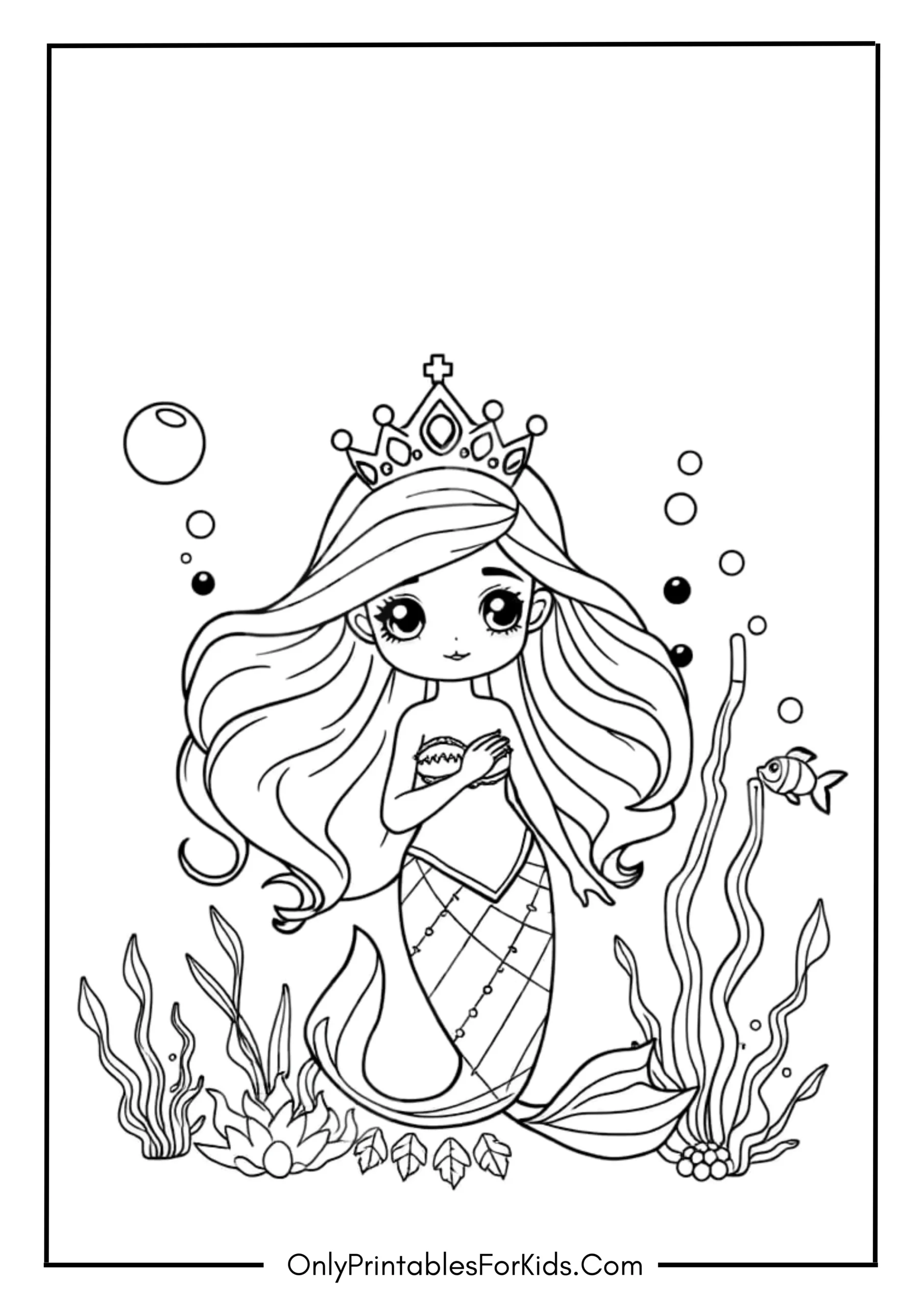 Mermaid Princess Coloring Page 5 scaled