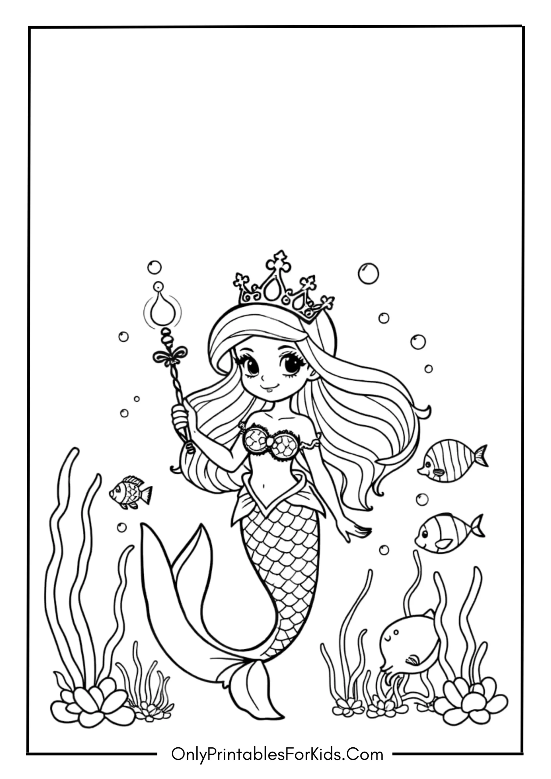 Mermaid Princess Coloring Page 6 scaled
